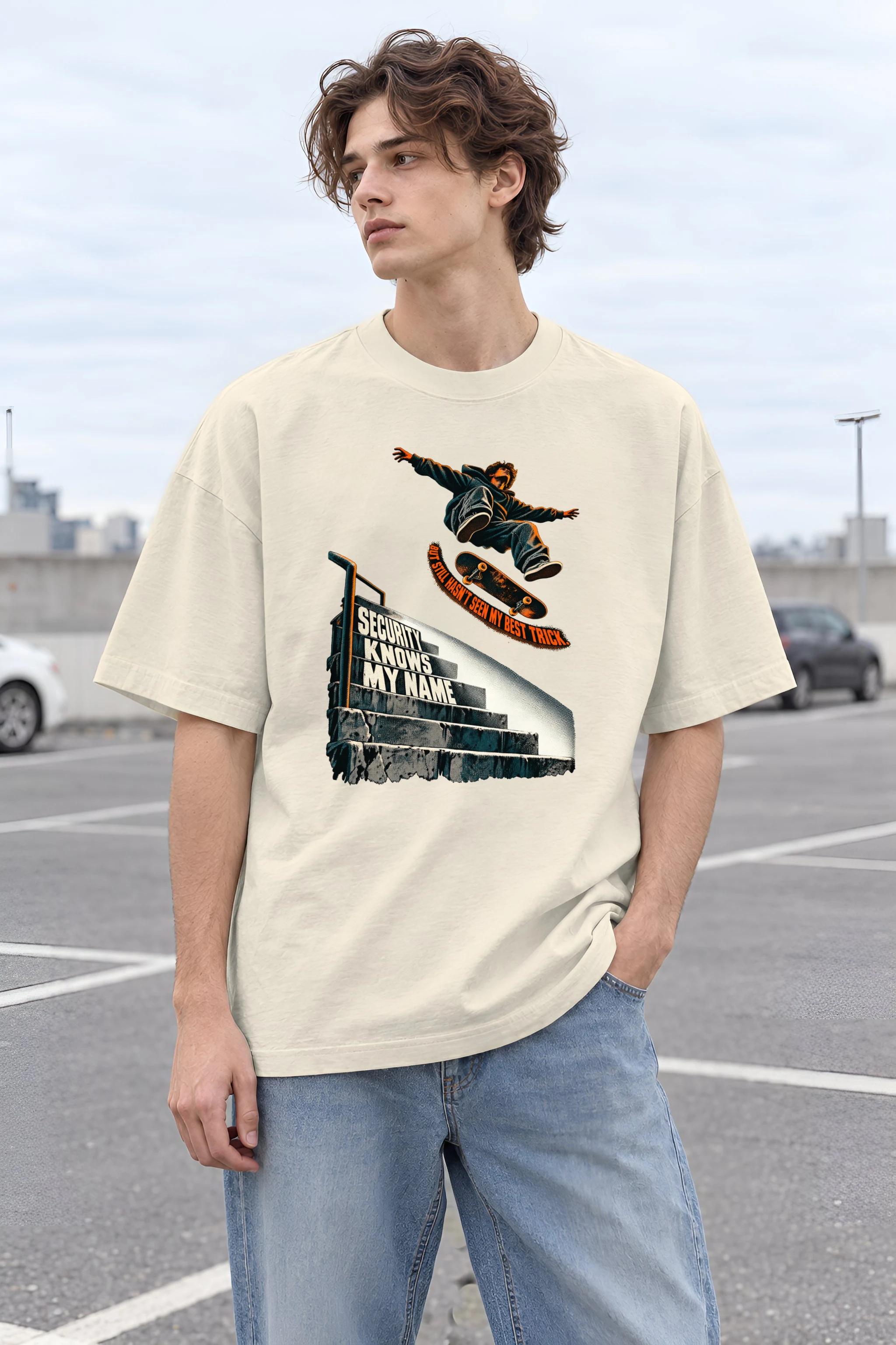 "Security Knows My Name" Unisex Oversized Heavyweight Crewneck T-Shirt
