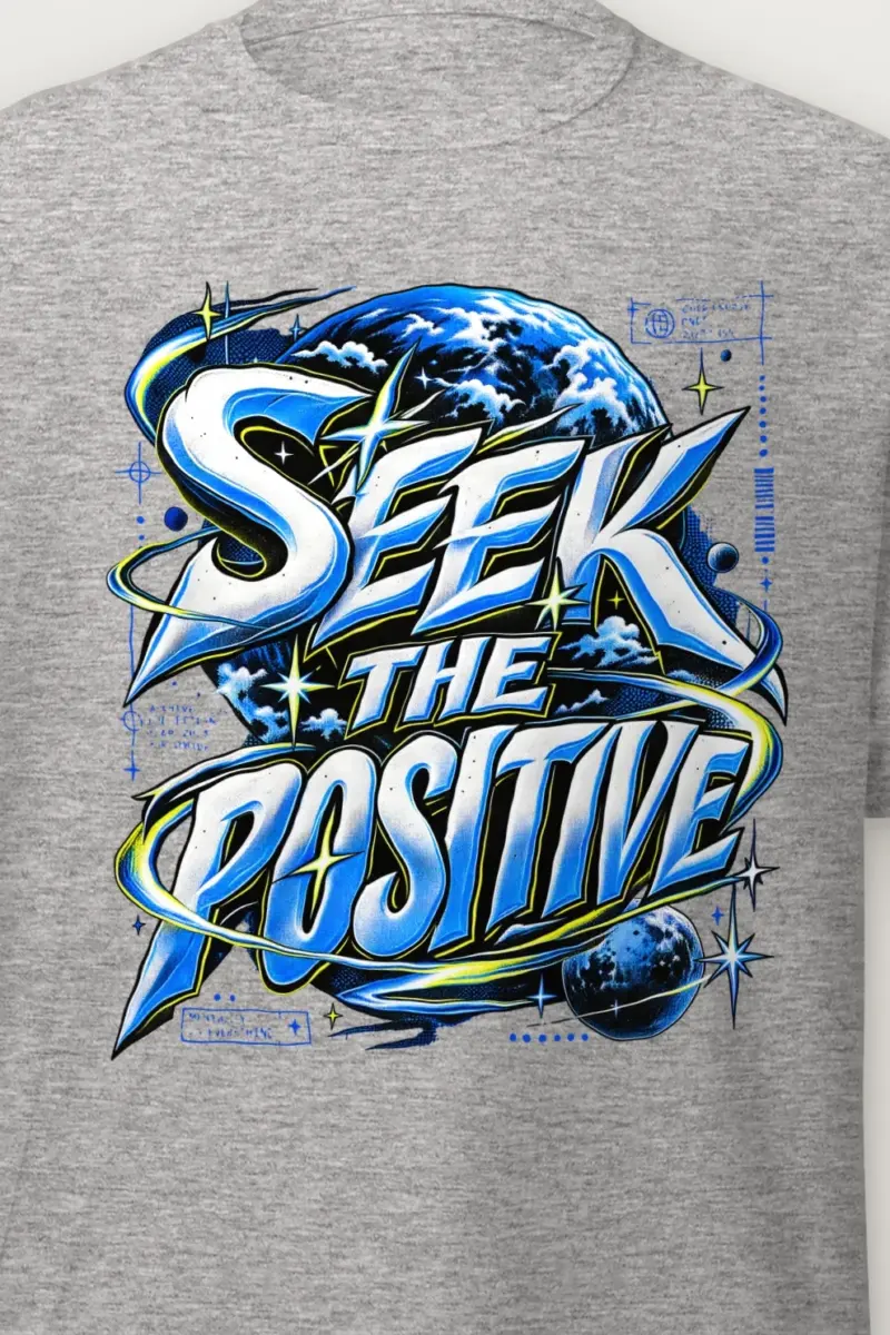 "Graffiti Serifs Planet Tee" Heavyweight Unisex Crewneck T-shirt - the graphic up close