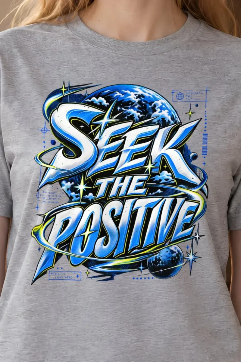 "Graffiti Serifs Planet Tee" Heavyweight Unisex Crewneck T-shirt - the graphic up close
