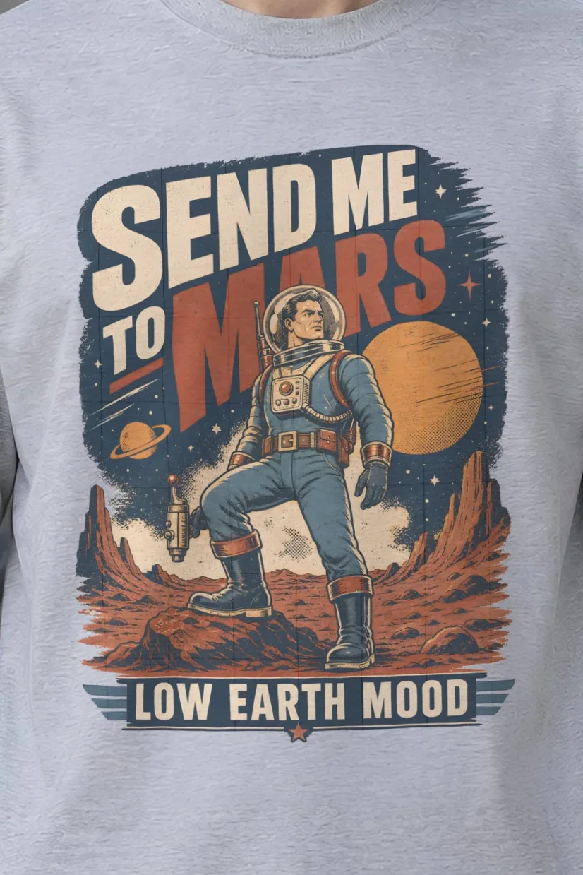 "Send Me To Mars" Unisex Longsleeve T-shirt - the graphic up close
