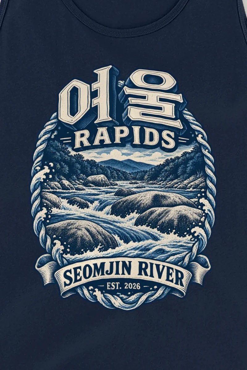 "Seomjin Rapids Crest" Unisex Jersey Tank - the graphic up close