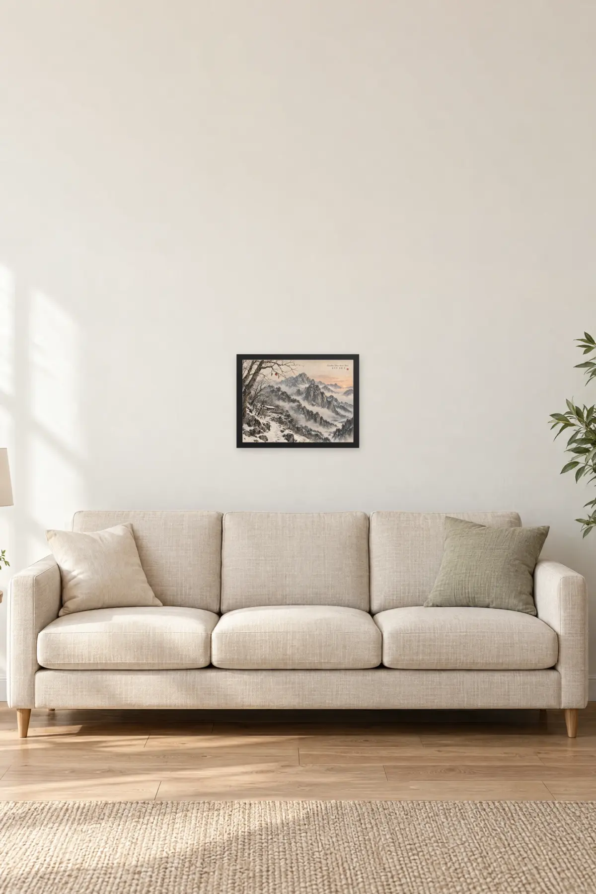 "Seoraksan Silence: Winter Dawn" Premium Wooden Framed Poster · Landscape — Black frame, 16 × 12 in