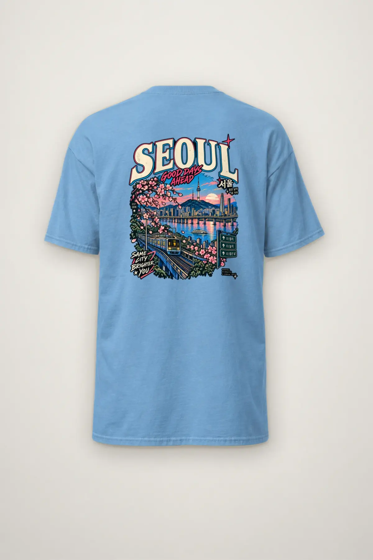 "Seoul Good Days Ahead" Heavyweight Unisex Crewneck T-shirt