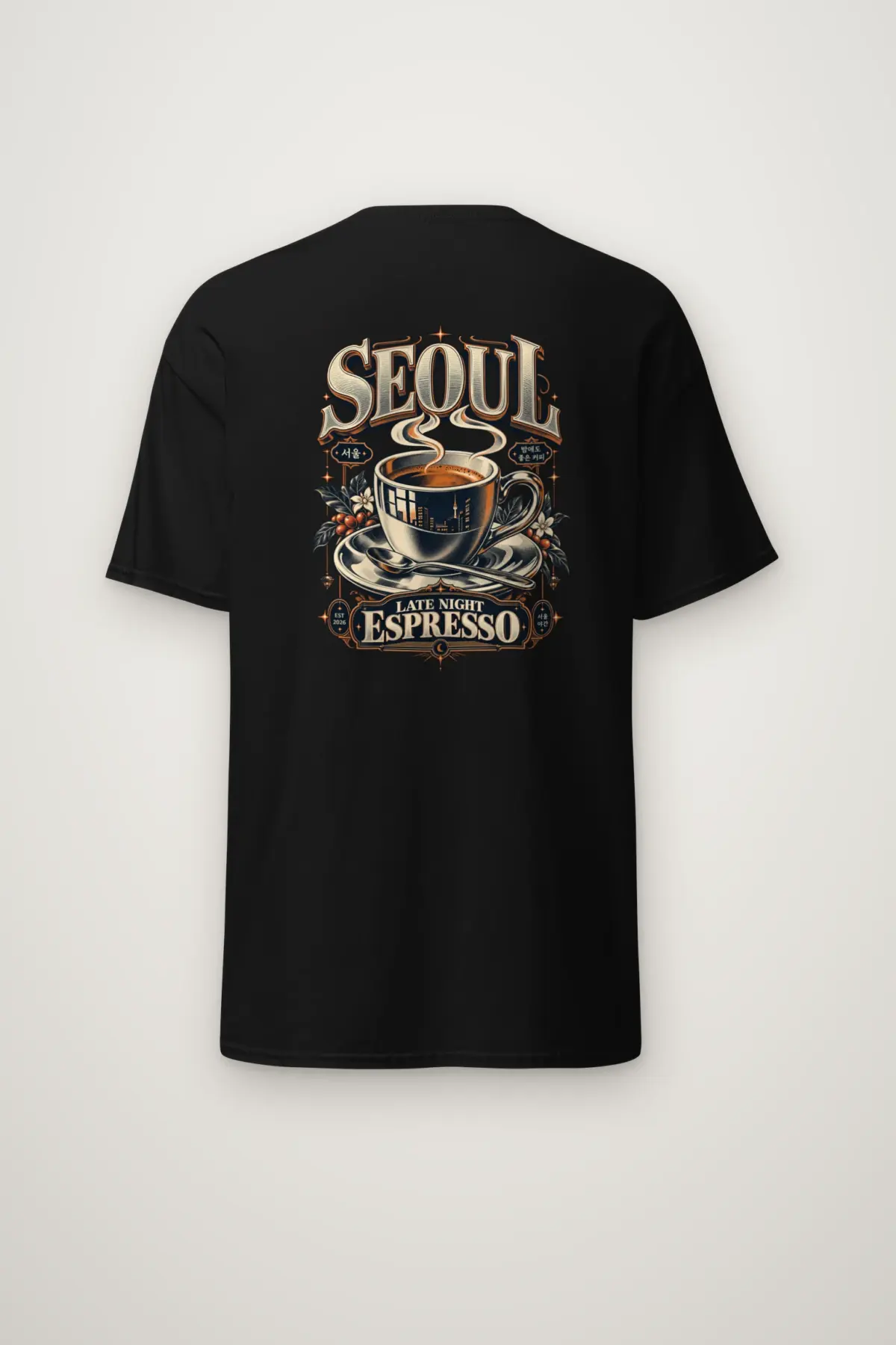 "Seoul Late Night Espresso" Heavyweight Unisex Crewneck T-shirt