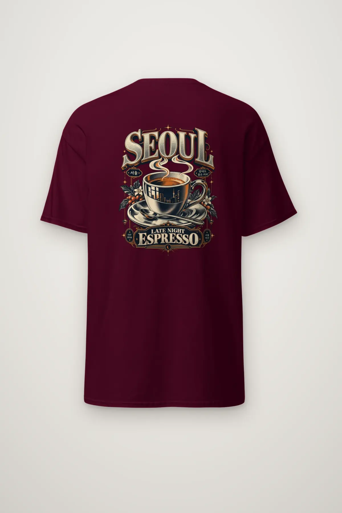 "Seoul Late Night Espresso" Heavyweight Unisex Crewneck T-shirt