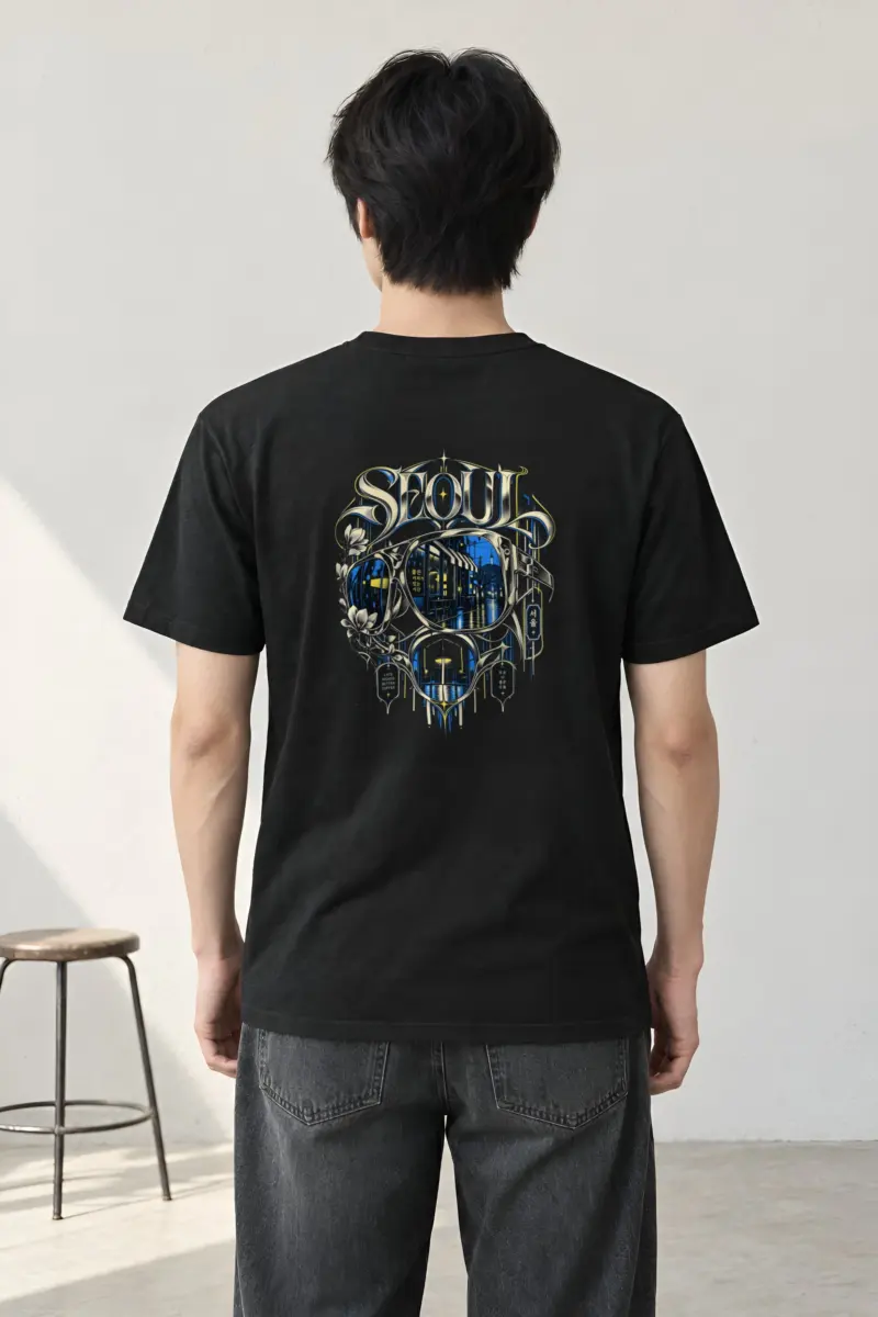 "Seoul Late Nights Better Coffee" Heavyweight Unisex Crewneck T-shirt