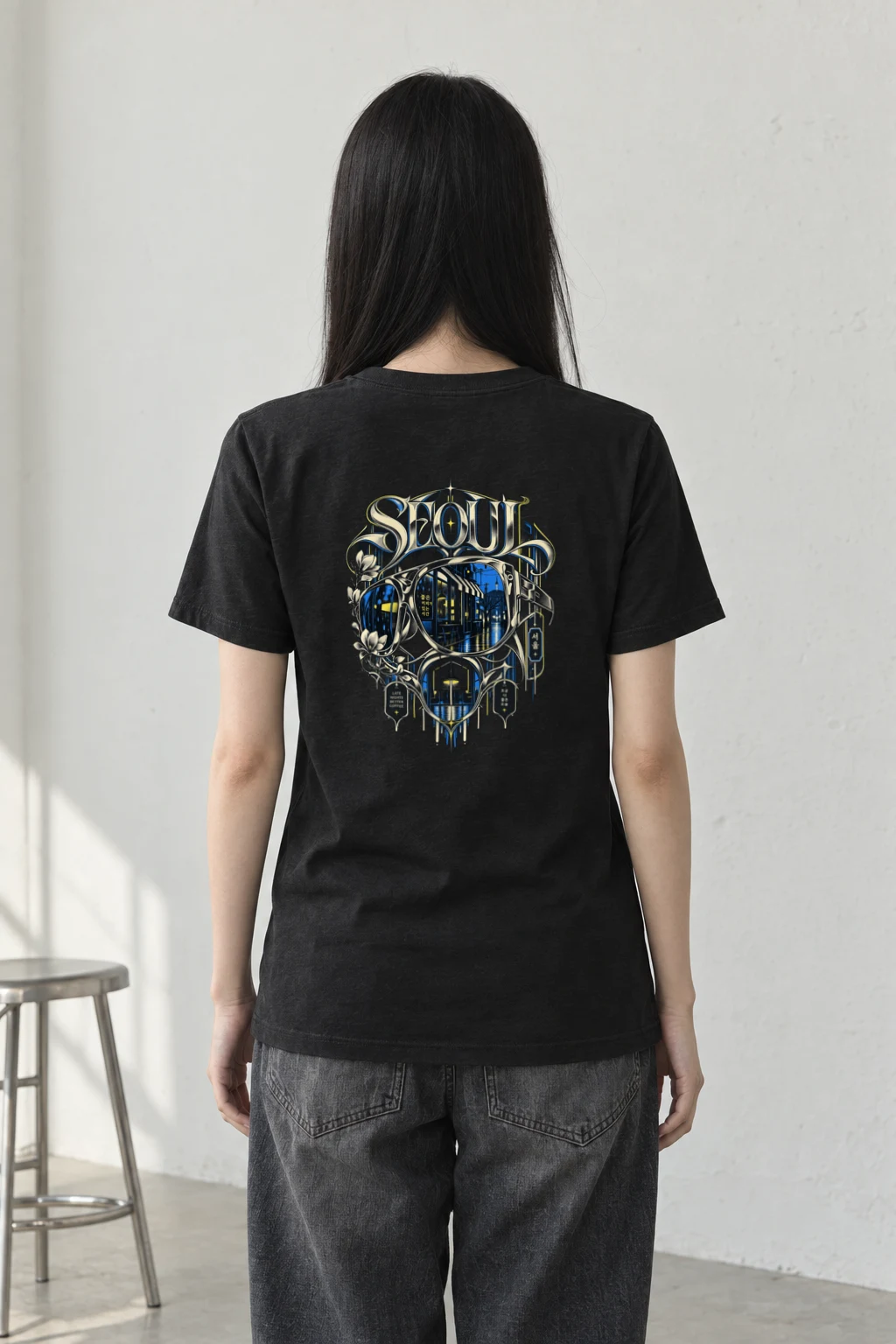 "Seoul Late Nights Better Coffee" Heavyweight Unisex Crewneck T-shirt