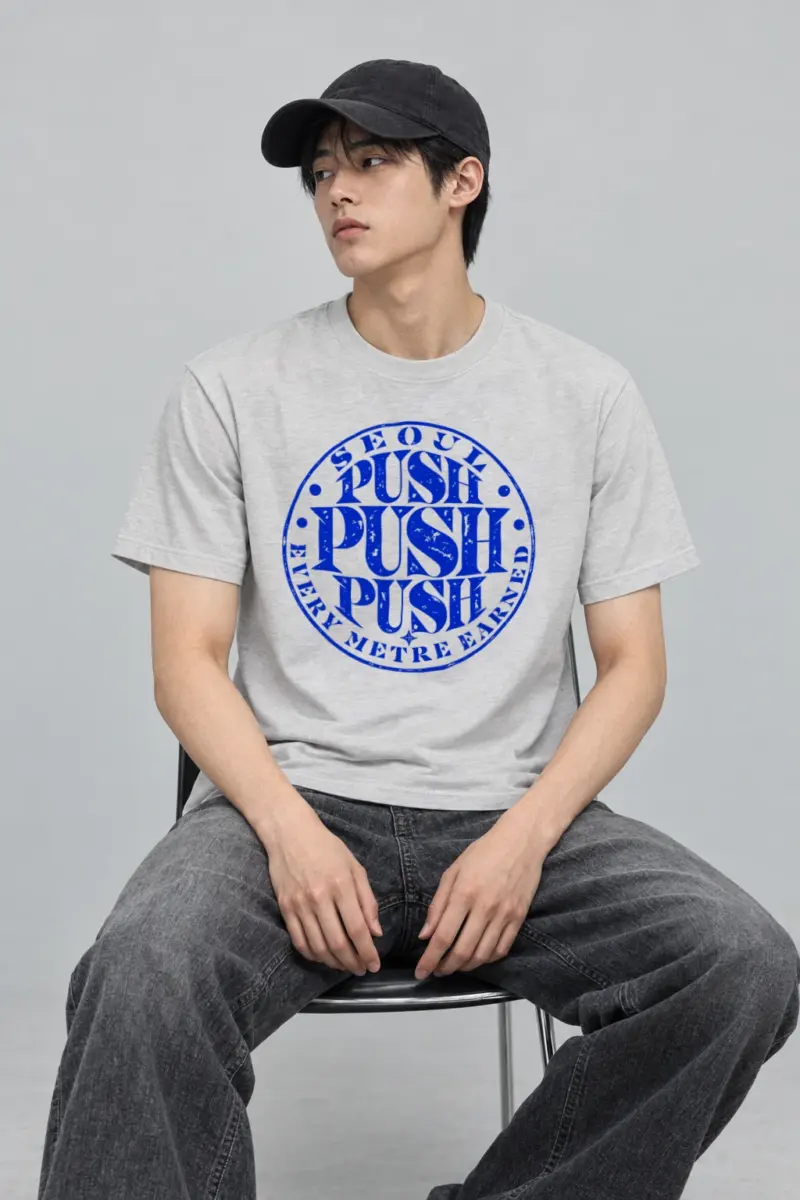 "Seoul Push Push Push" Heavyweight Unisex Crewneck T-shirt