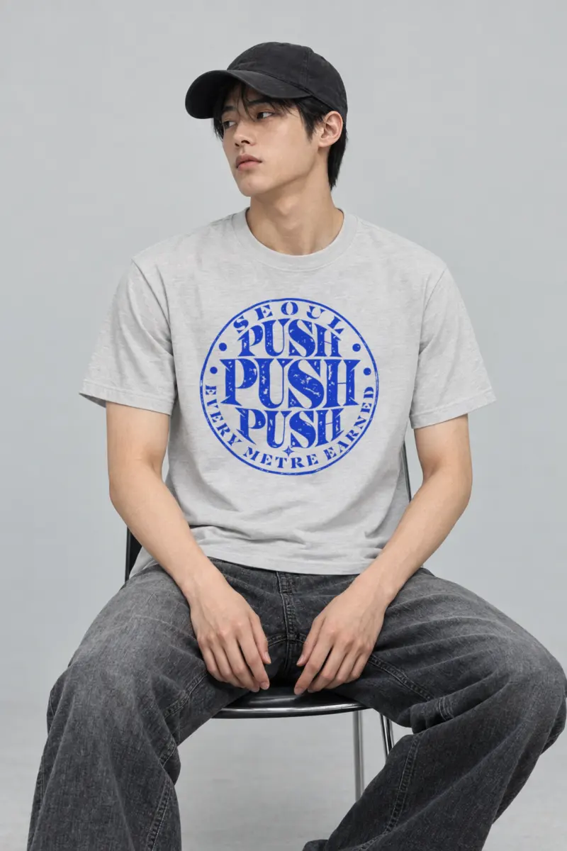 "Seoul Push Push Push" Heavyweight Unisex Crewneck T-shirt