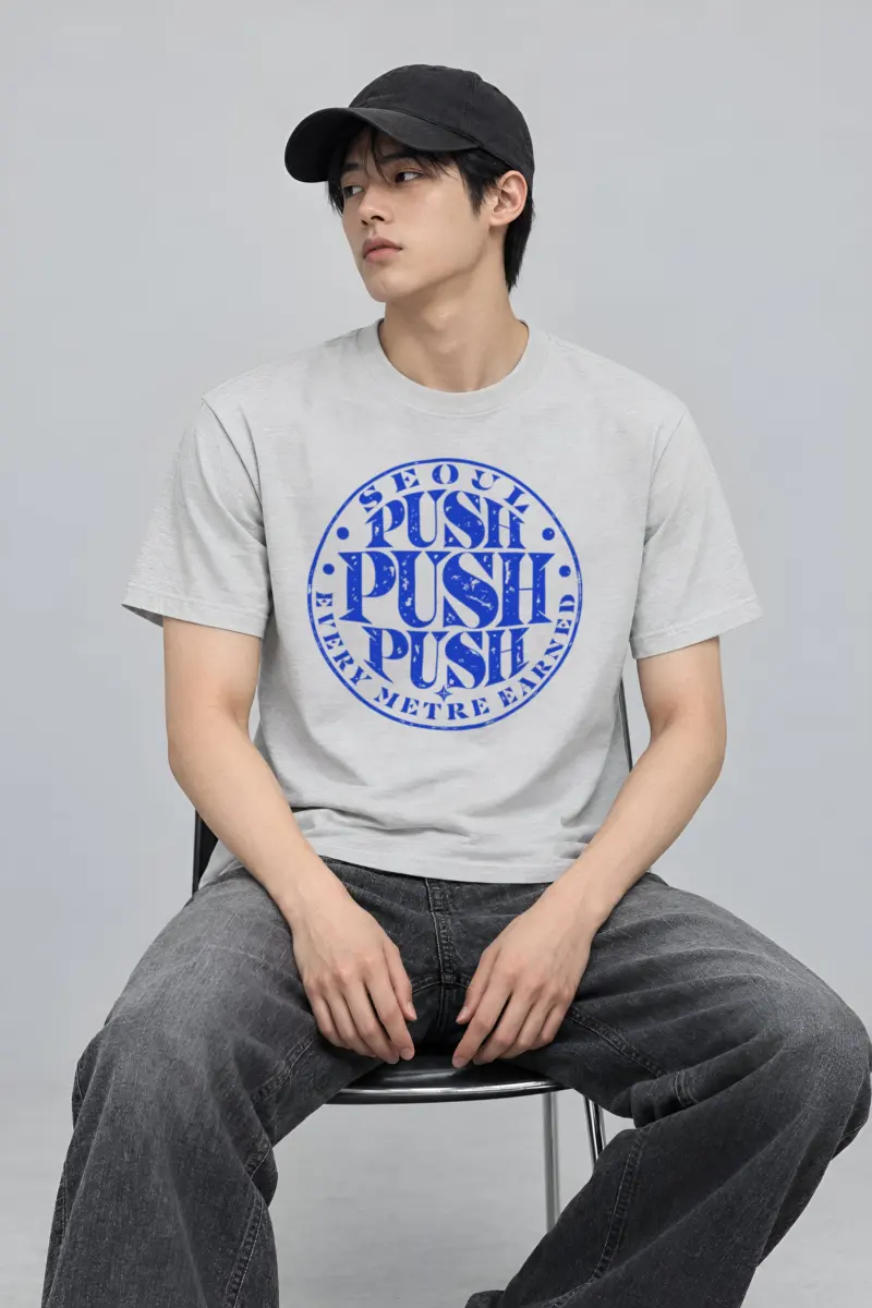 "Seoul Push Push Push" Heavyweight Unisex Crewneck T-shirt