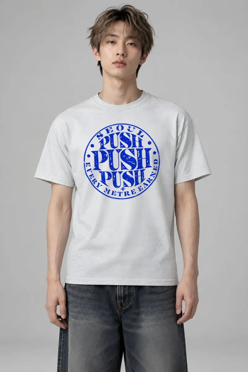 "Seoul Push Push Push" Heavyweight Unisex Crewneck T-shirt