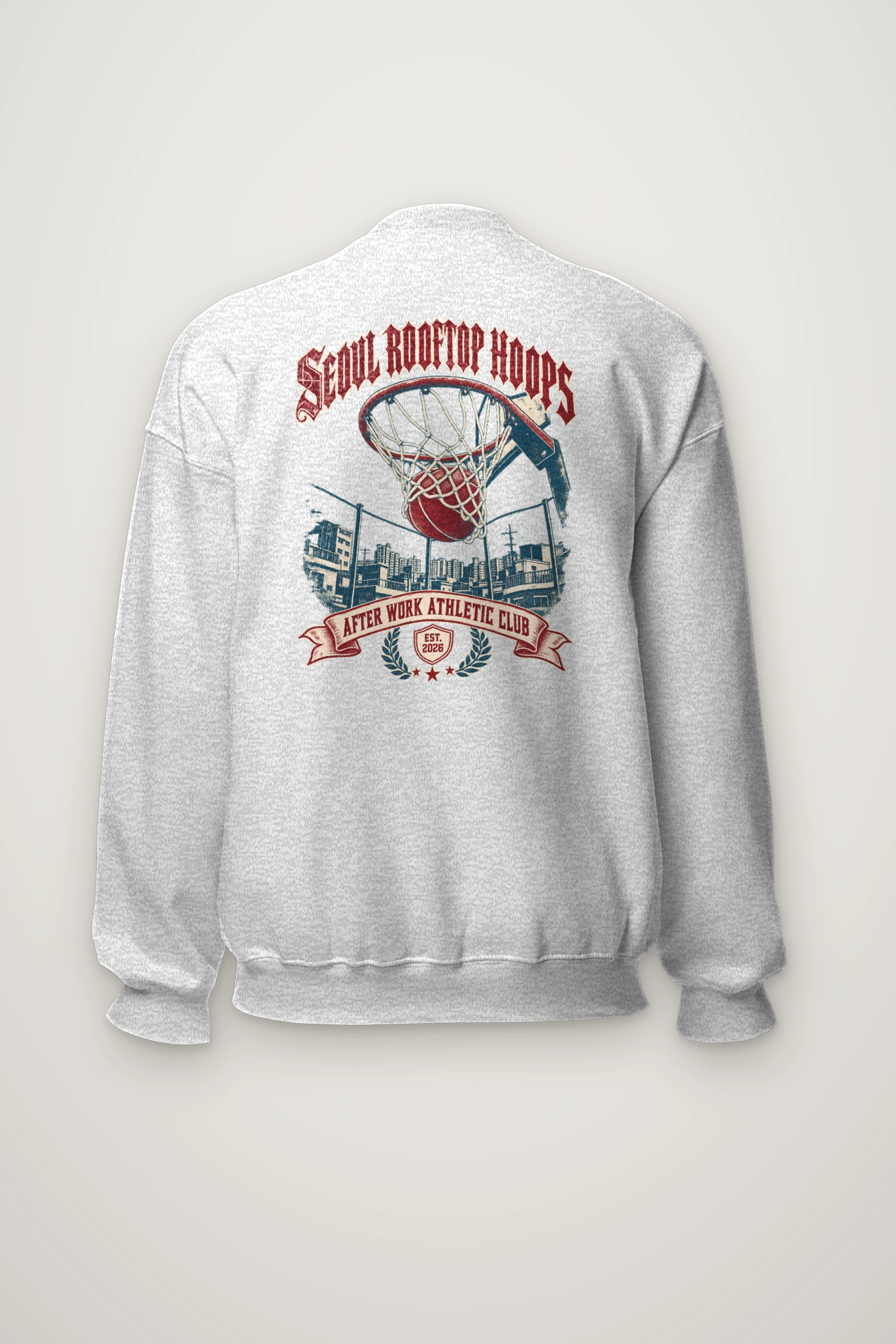 "Seoul Rooftop Hoops" Heavy Blend Unisex Crewneck Sweatshirt