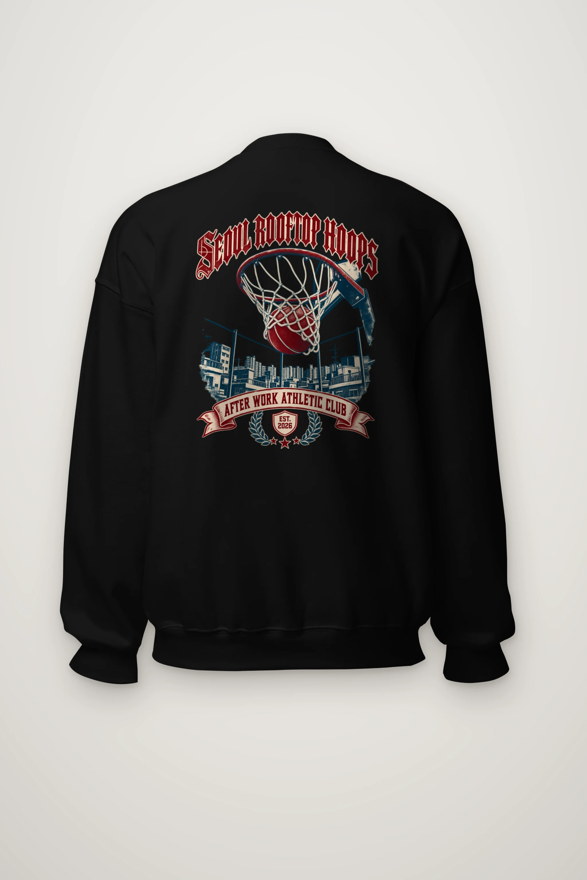 "Seoul Rooftop Hoops" Heavy Blend Unisex Crewneck Sweatshirt