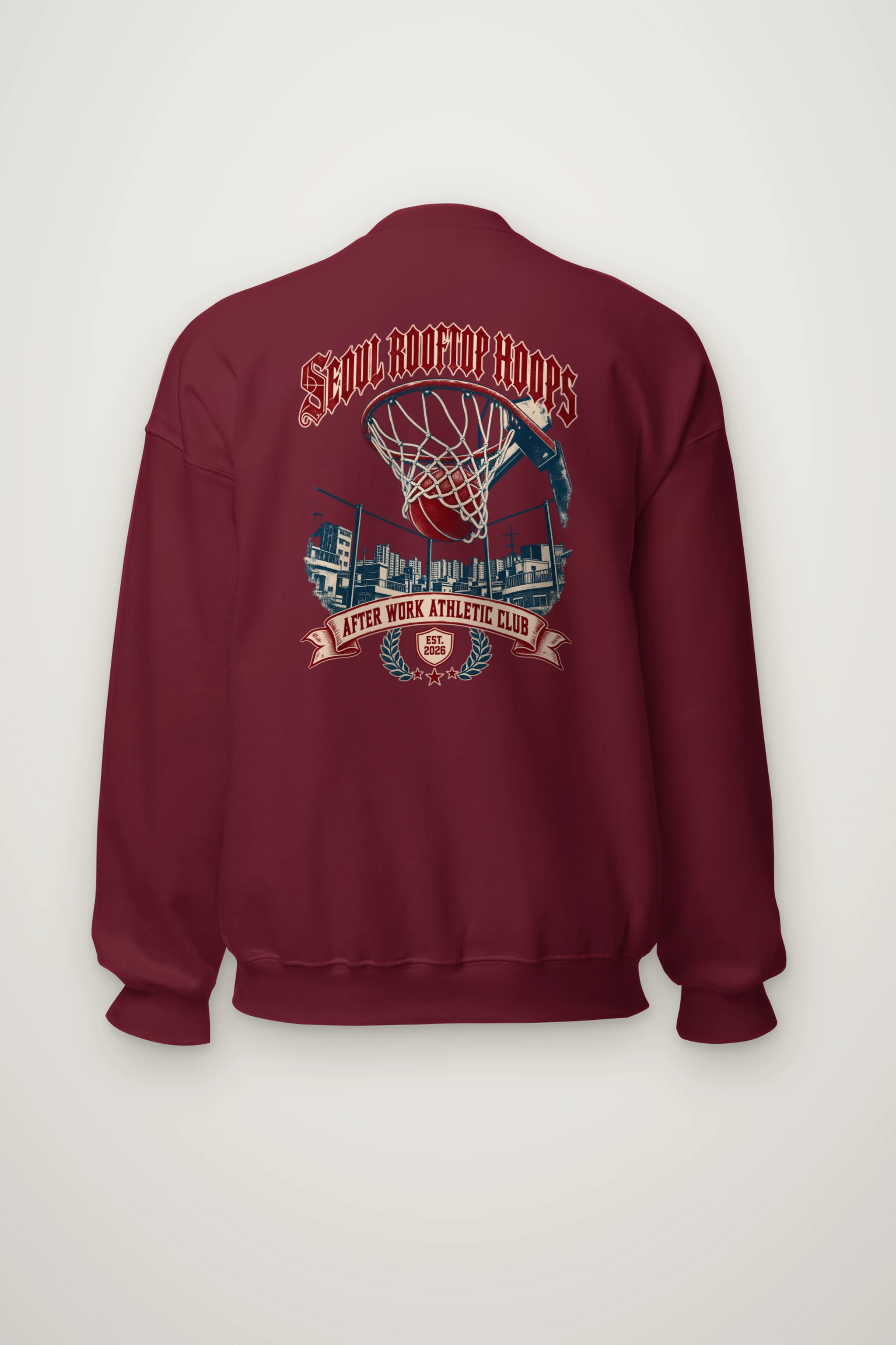 "Seoul Rooftop Hoops" Heavy Blend Unisex Crewneck Sweatshirt