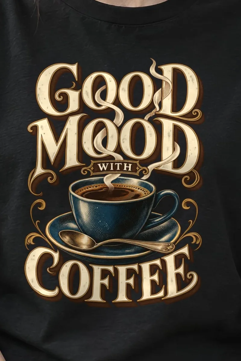 "Serif Coffee Club" Heavyweight Unisex Crewneck T-shirt - the graphic up close