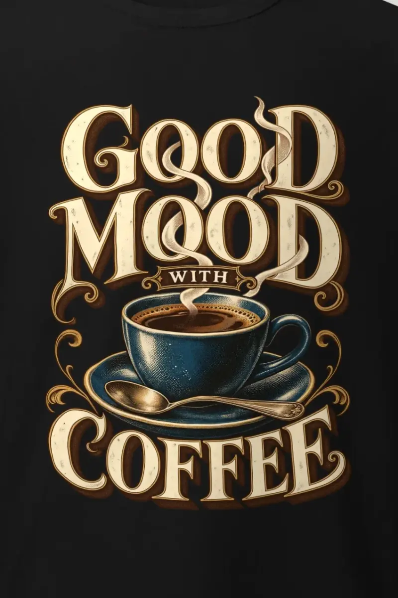 "Serif Coffee Club" Heavyweight Unisex Crewneck T-shirt - the graphic up close