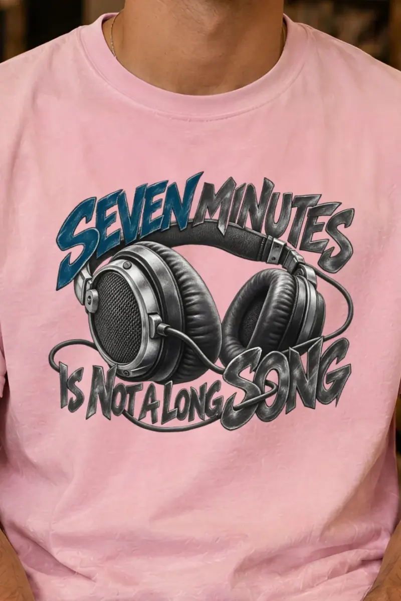 "Seven Minutes Is Not a Long Song" Heavyweight Unisex Crewneck T-shirt - the graphic up close