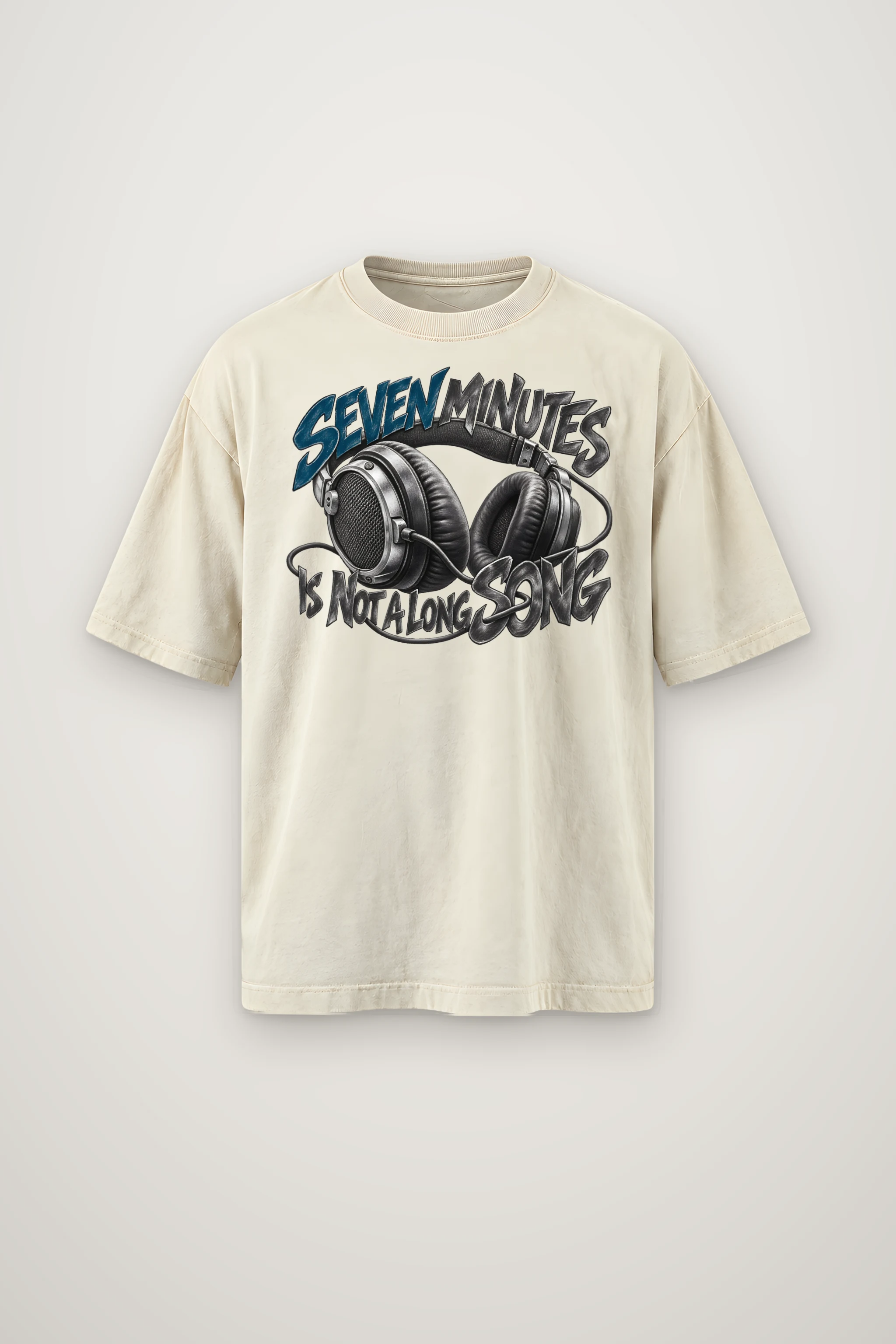 "Seven Minutes Is Not a Long Song" Men's Oversized Heavyweight Crewneck T-Shirt