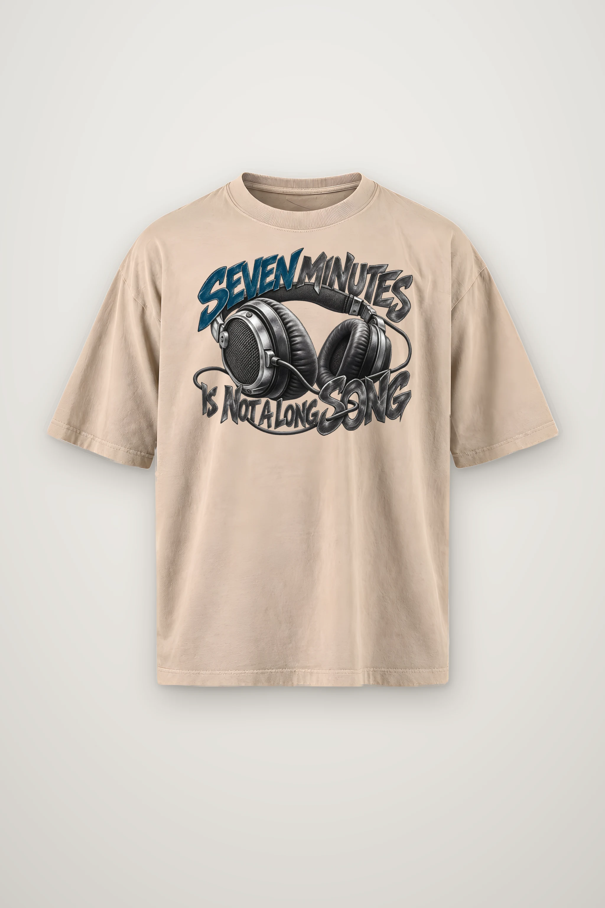 "Seven Minutes Is Not a Long Song" Men's Oversized Heavyweight Crewneck T-Shirt