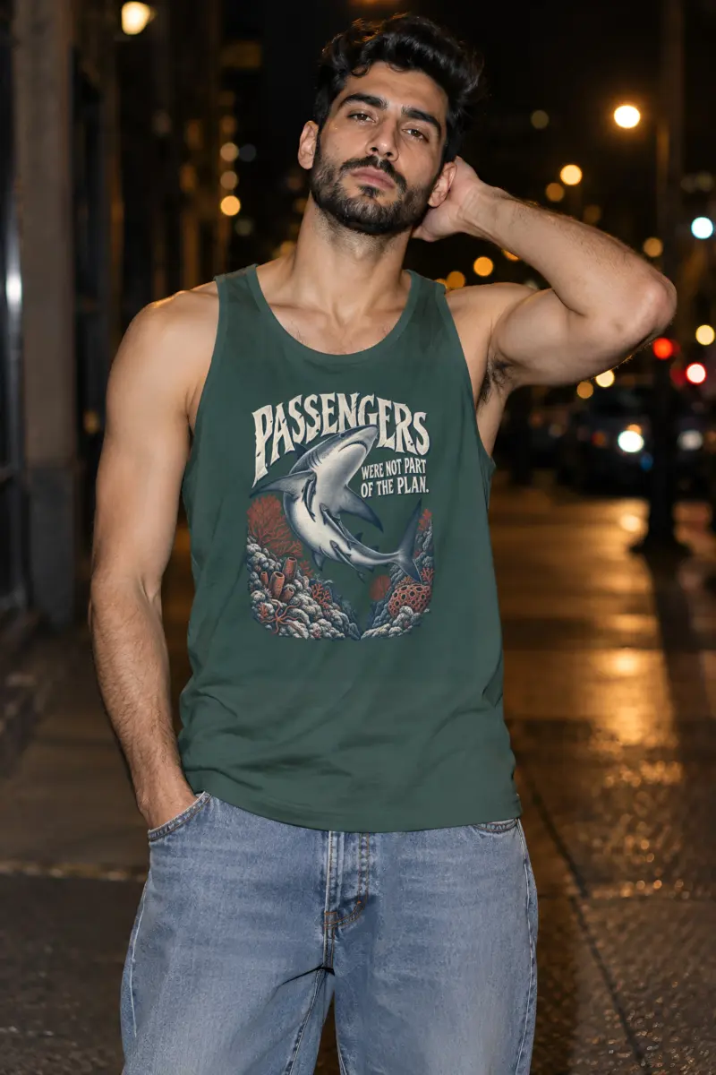 "Shark With Remora Passengers" Unisex Jersey Tank