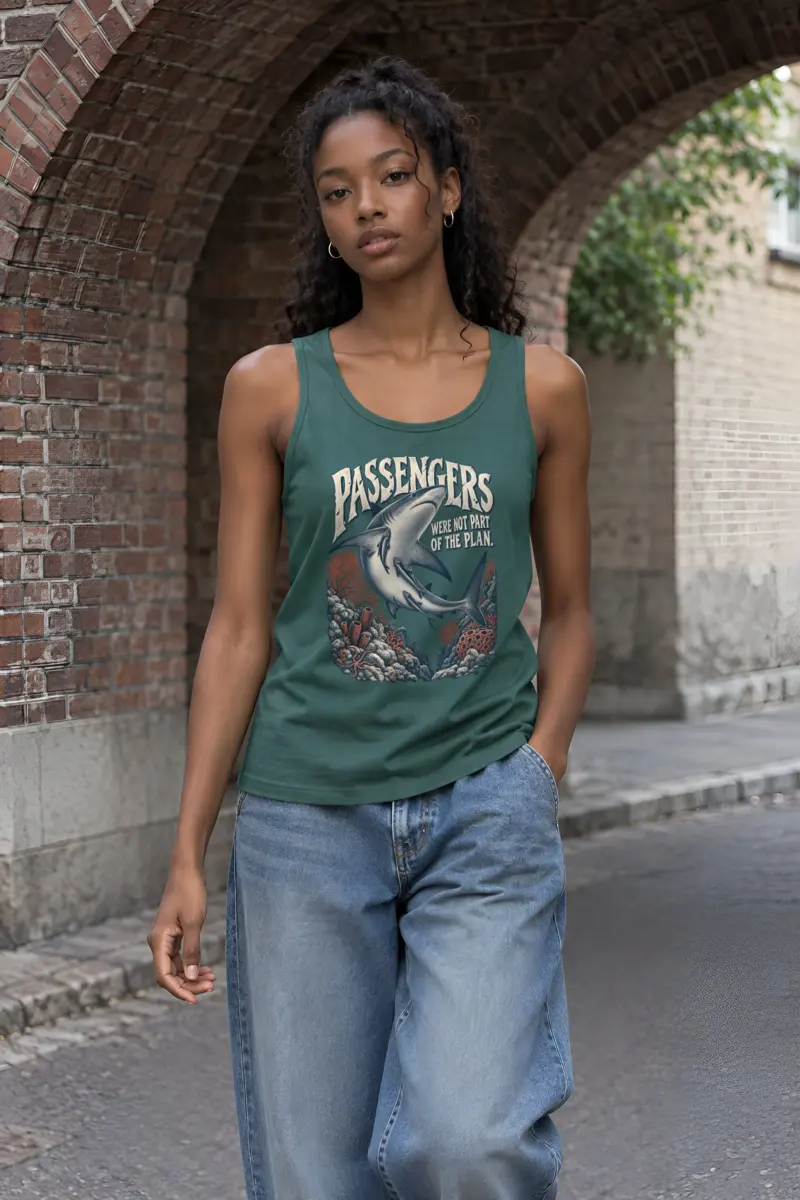 “Shark With Remora Passengers” Unisex Jersey Tank