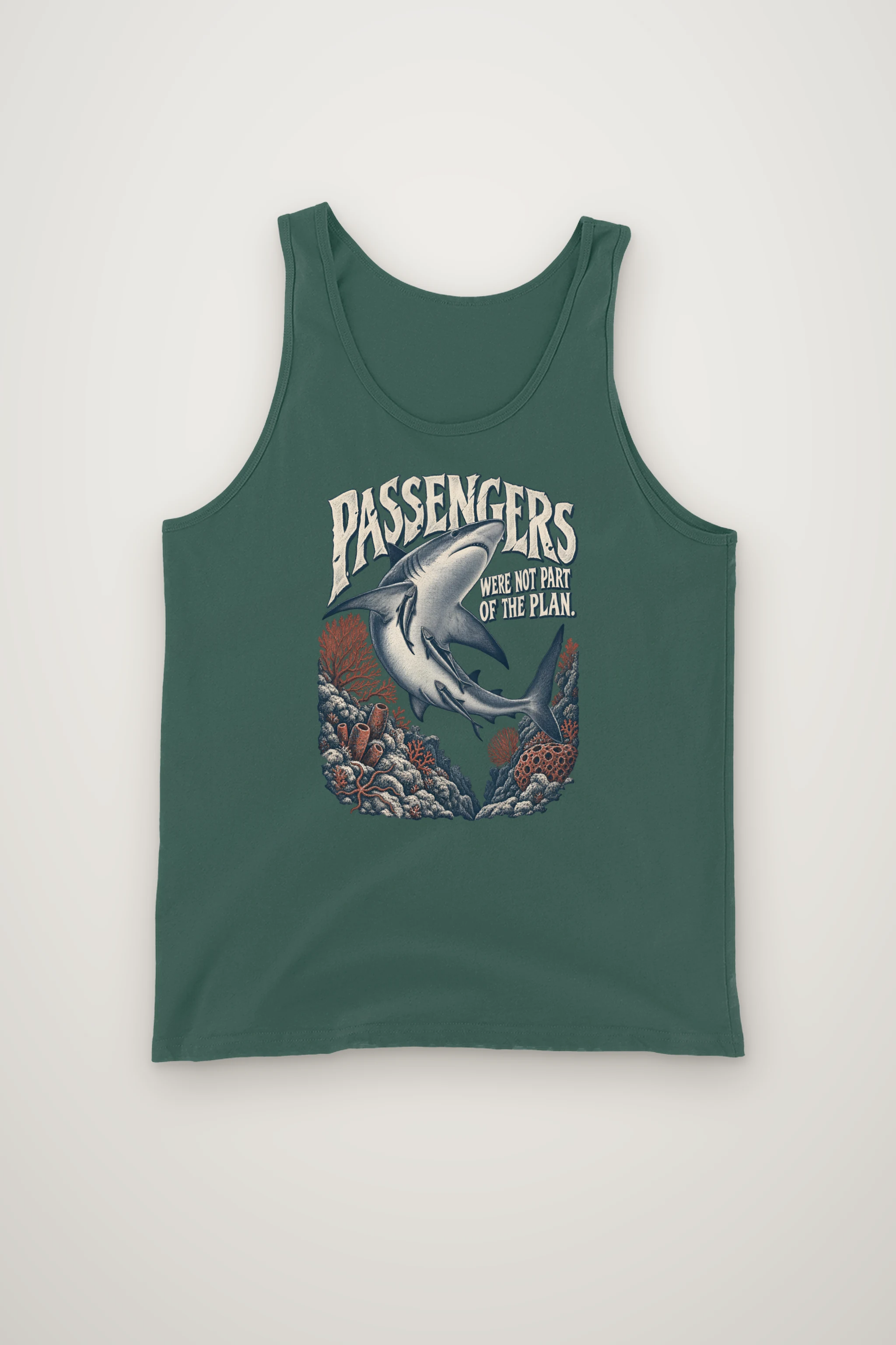 "Shark With Remora Passengers" Unisex Jersey Tank