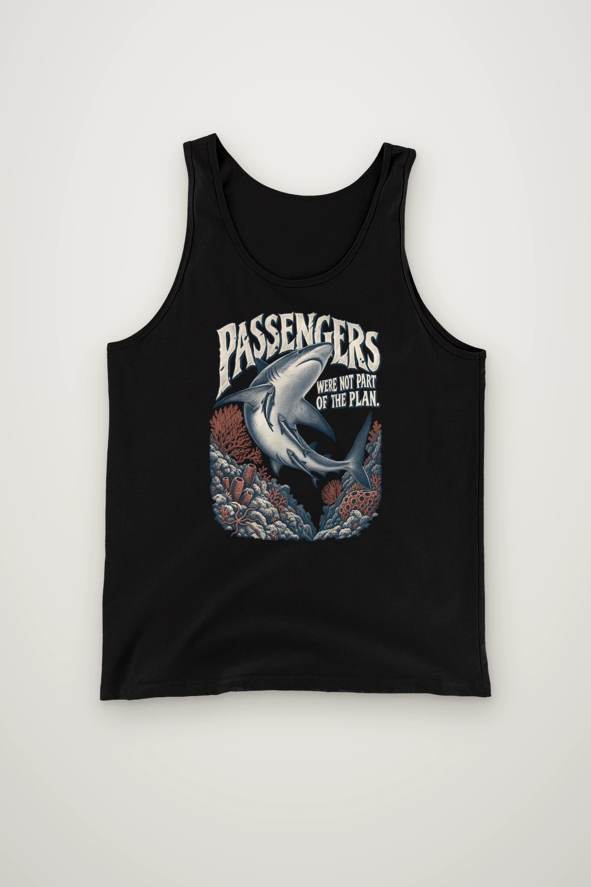 "Shark With Remora Passengers" Unisex Jersey Tank
