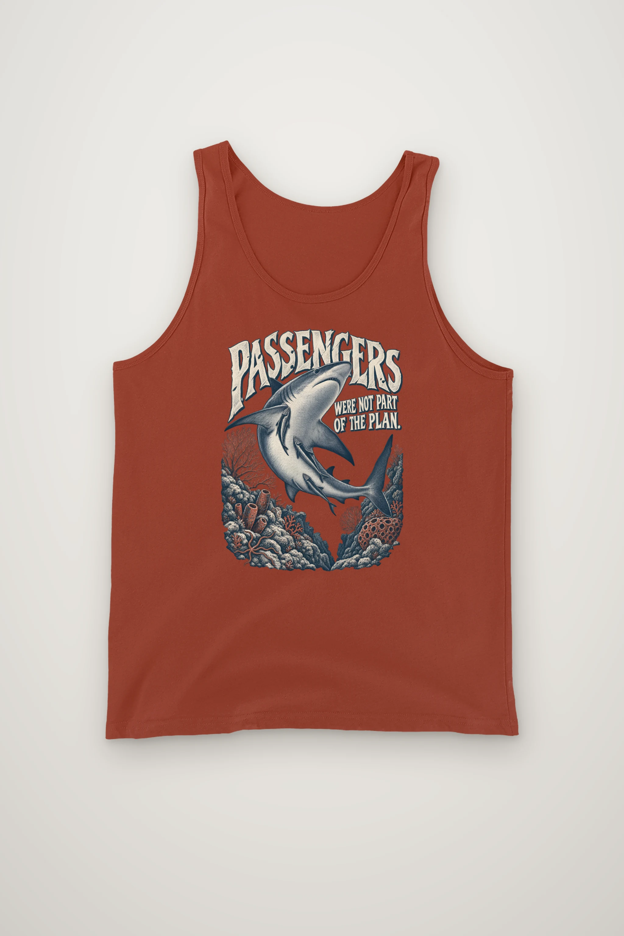 "Shark With Remora Passengers" Unisex Jersey Tank