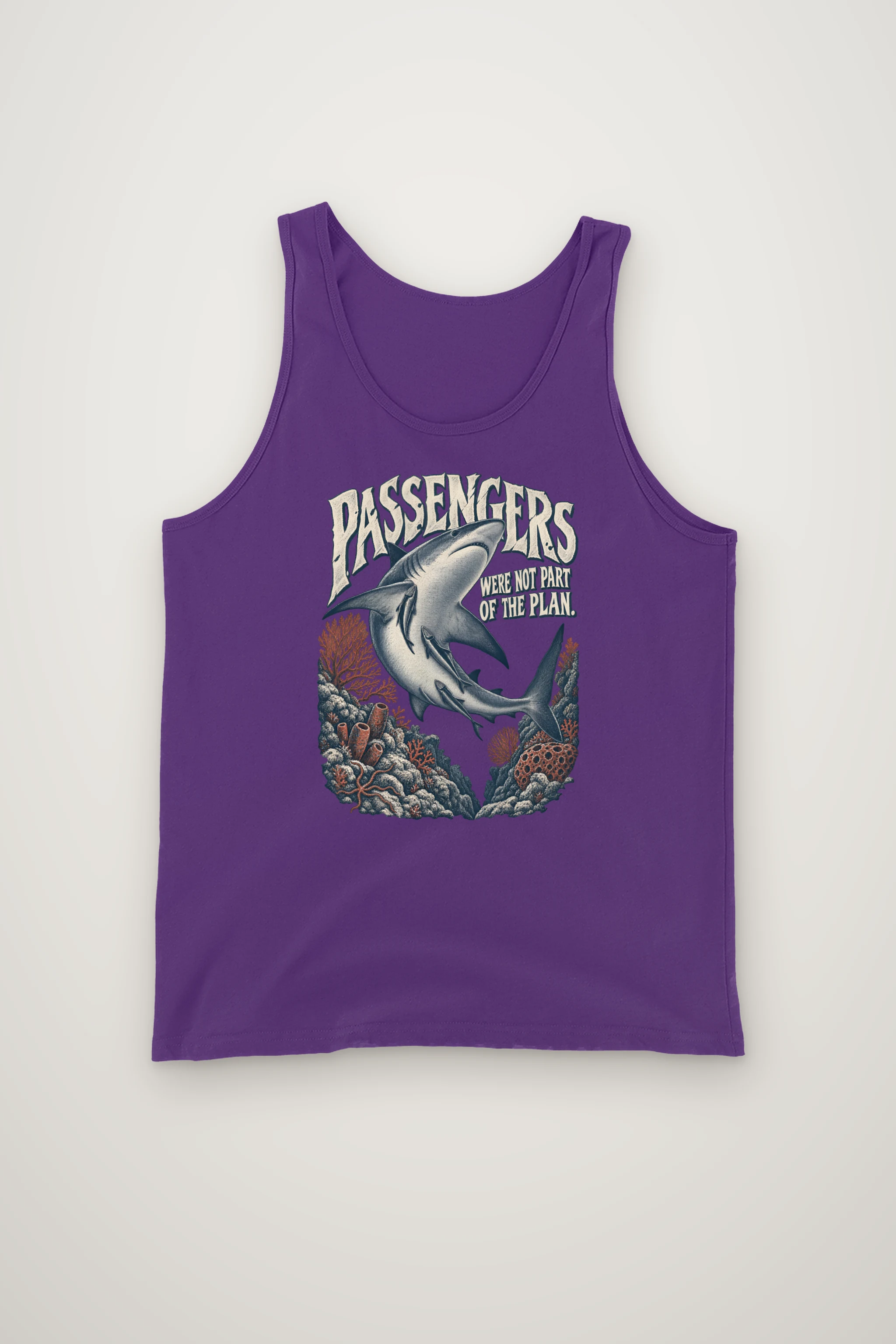 "Shark With Remora Passengers" Unisex Jersey Tank