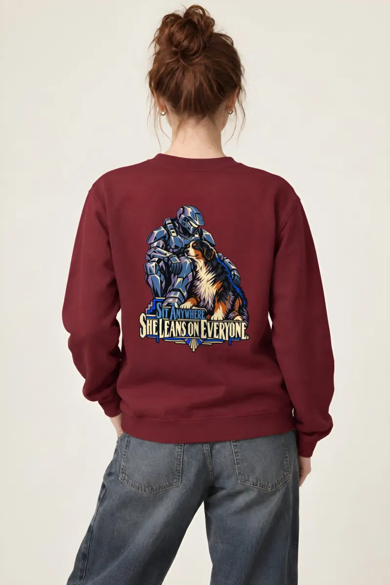“She Leans on Everyone” Heavy Blend Unisex Crewneck Sweatshirt