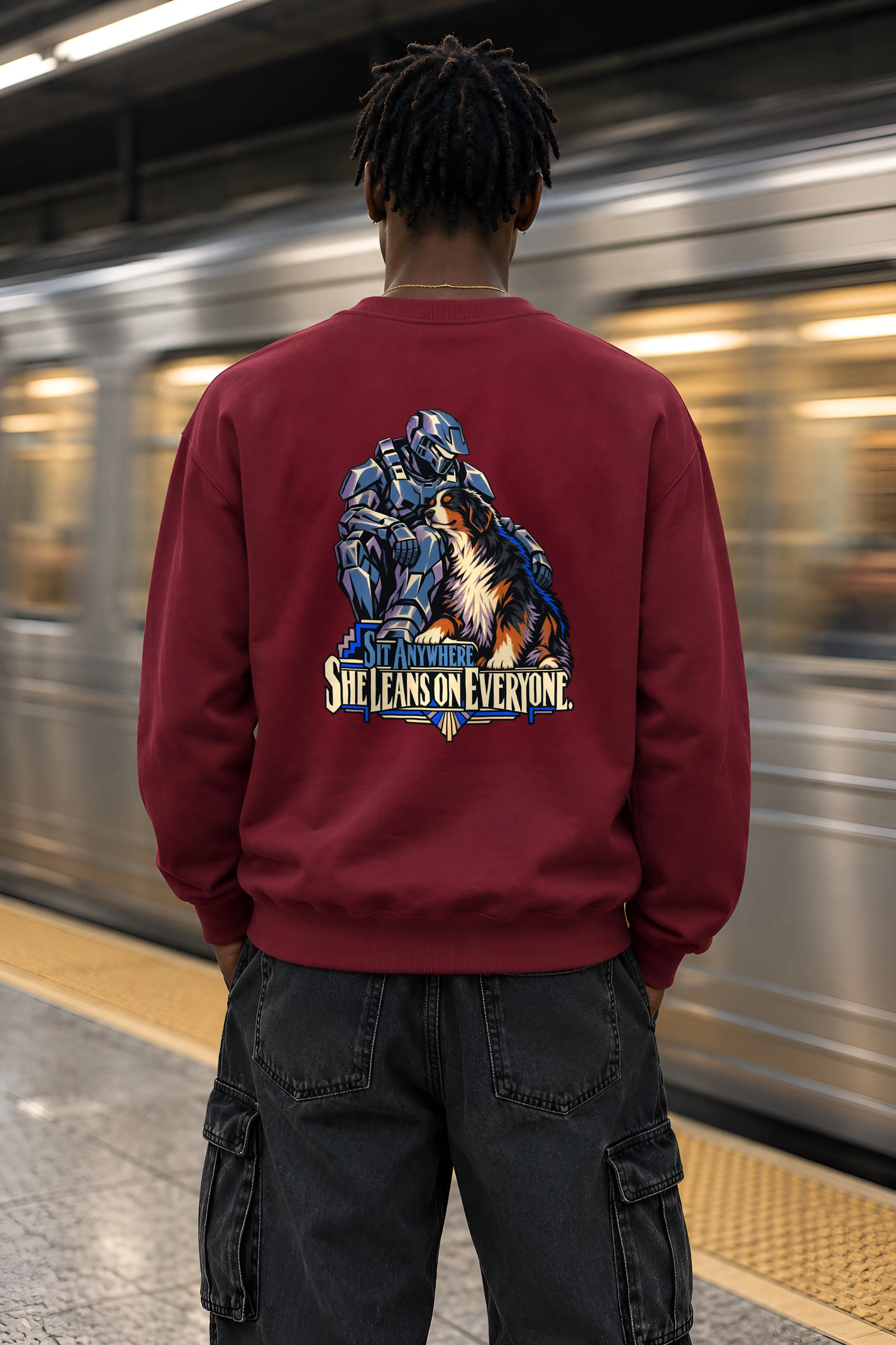"She Leans on Everyone" Heavy Blend Unisex Crewneck Sweatshirt