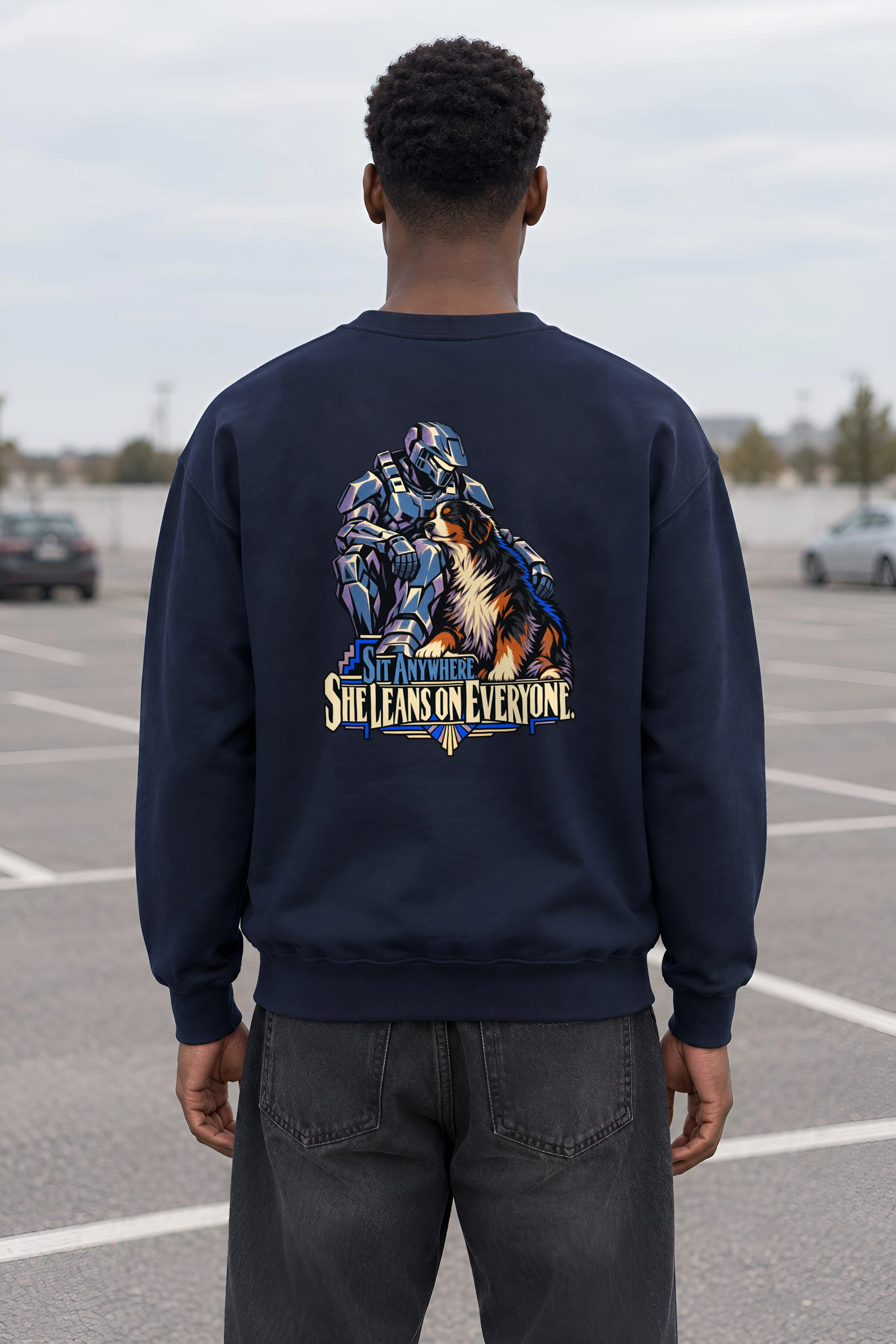 "She Leans on Everyone" Heavy Blend Unisex Crewneck Sweatshirt