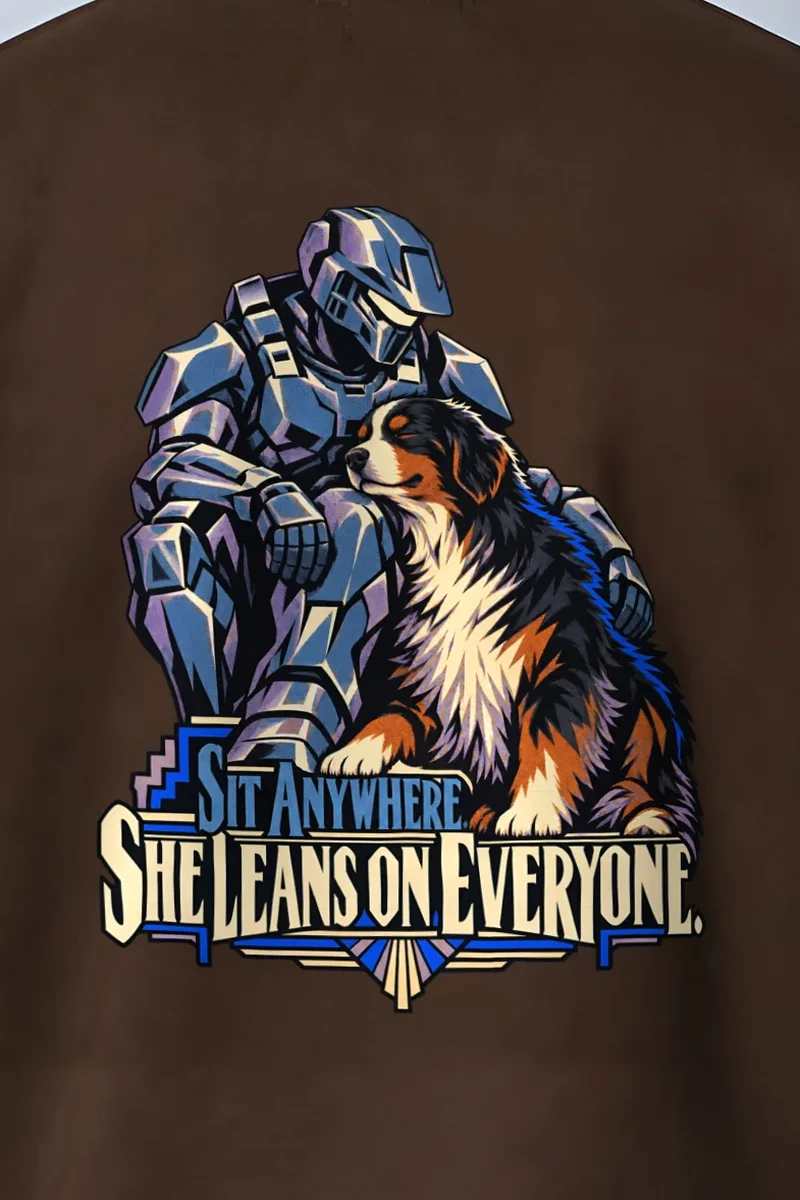"She Leans on Everyone" Heavy Blend Unisex Crewneck Sweatshirt - the graphic up close