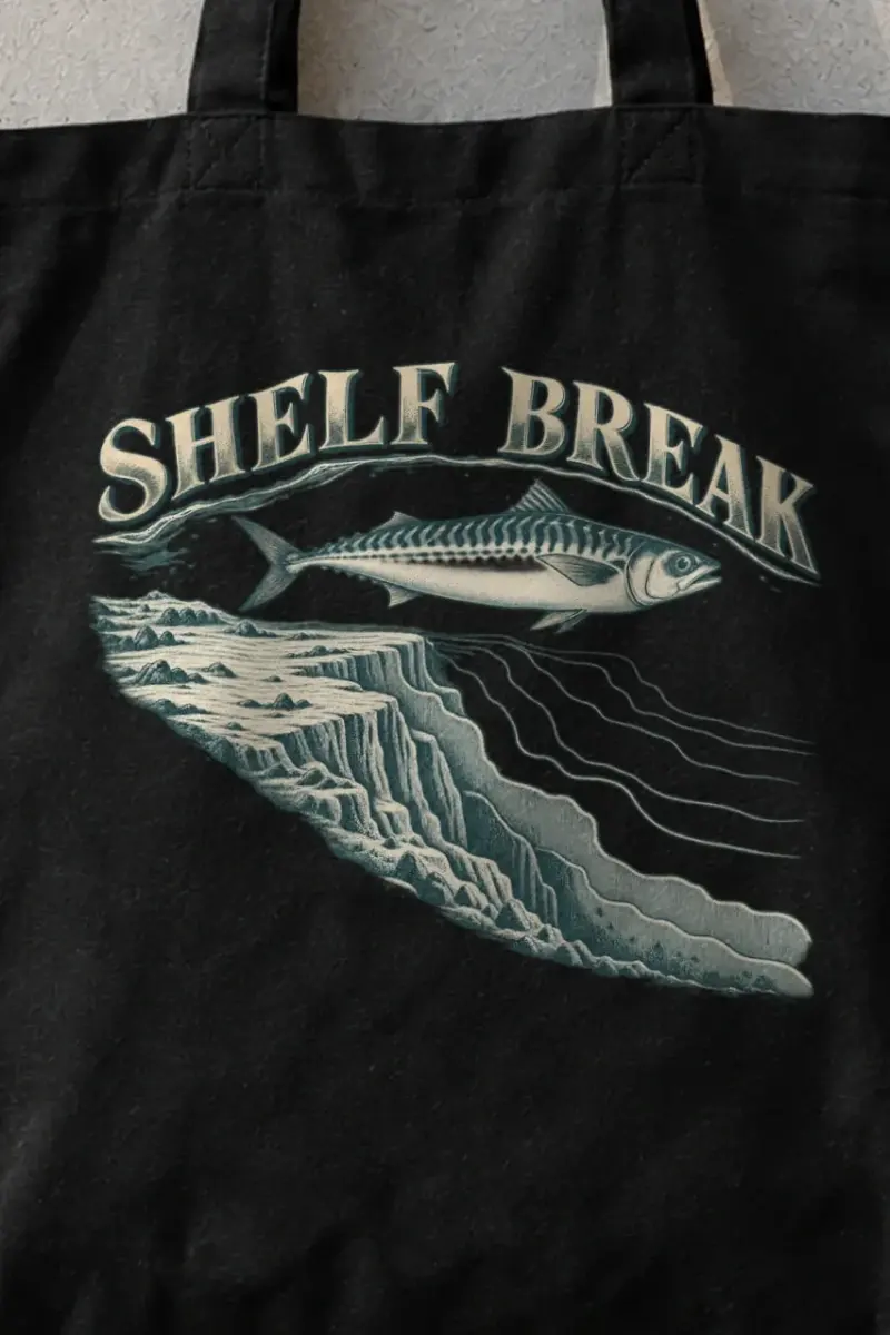 "Shelf Break" Classic Cotton Tote Bag - the graphic up close