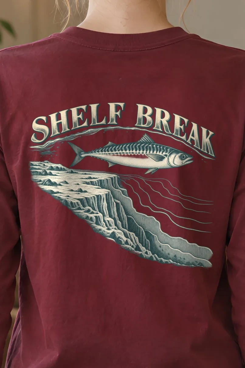 "Shelf Break" Unisex Longsleeve T-shirt - the graphic up close