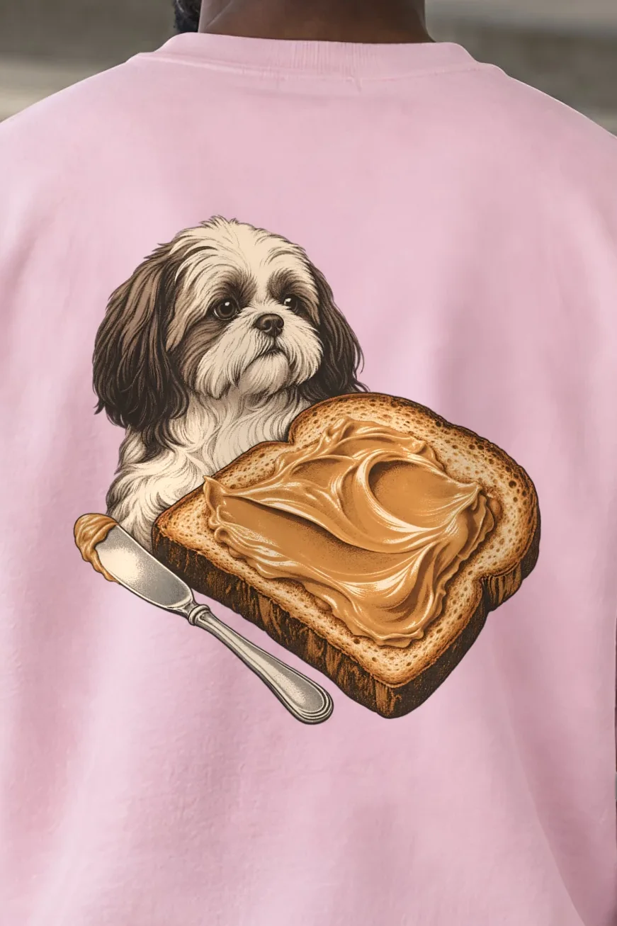 "Shih Tzu Toast" 1 Crewneck Sweatshirt - the graphic up close