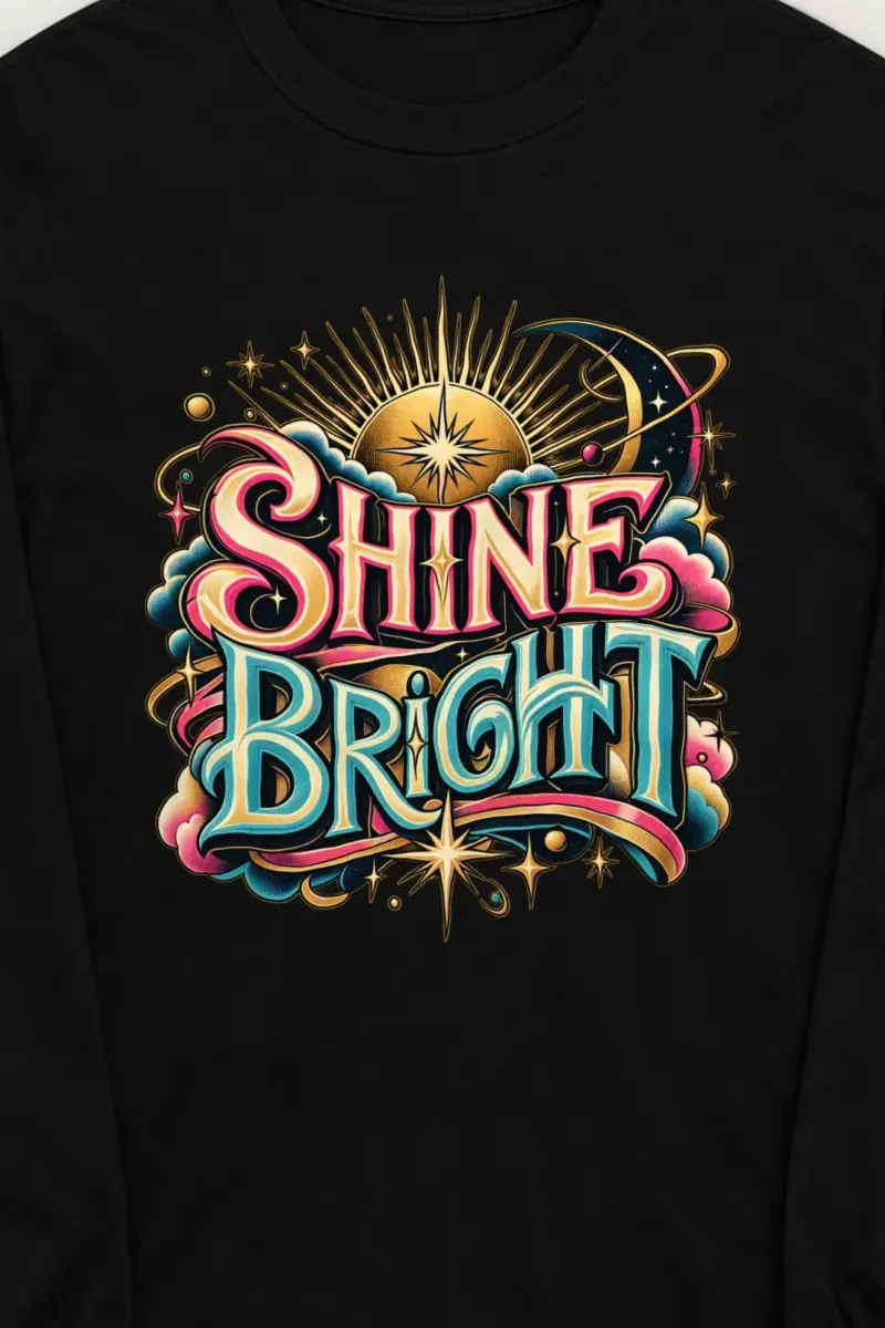 "Crescent Sun Radiance" Unisex Longsleeve T-shirt - the graphic up close
