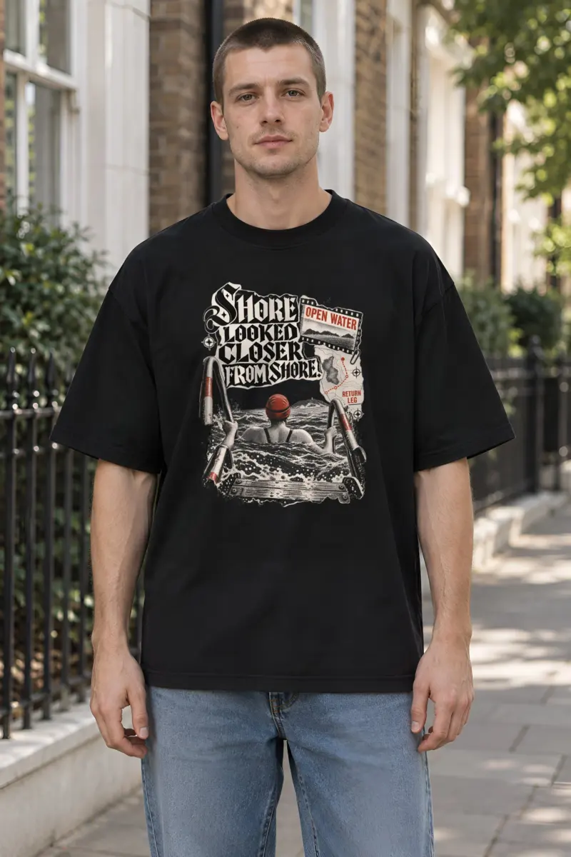 "Shore Looked Closer From Shore" Unisex Oversized Heavyweight Crewneck T-Shirt