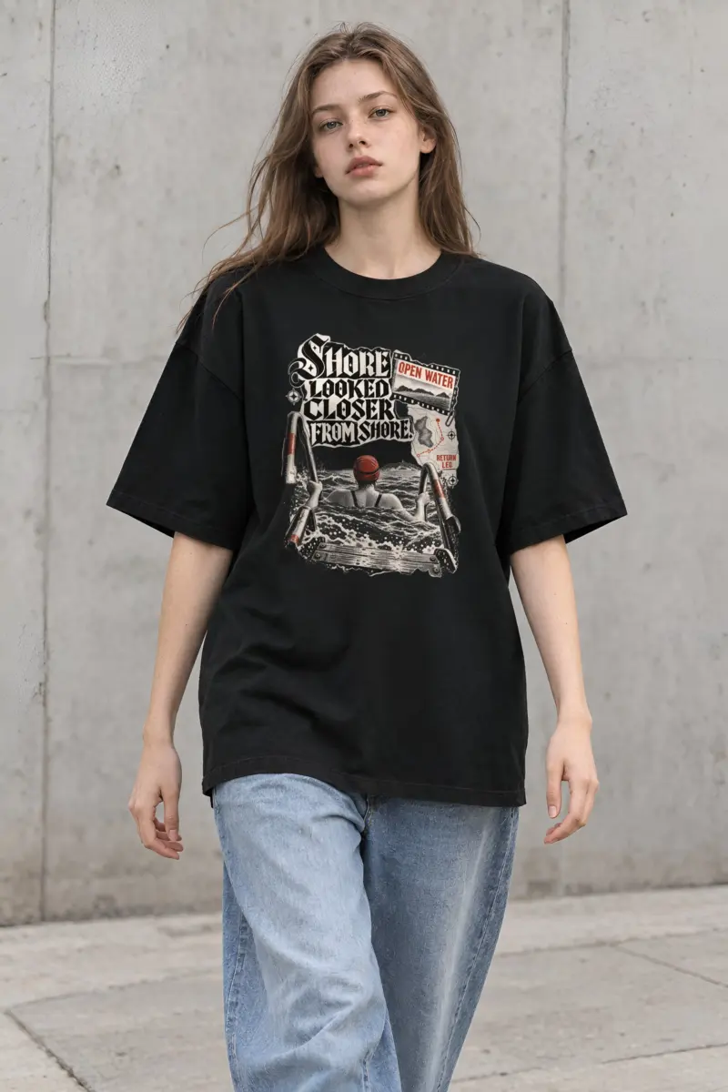 "Shore Looked Closer From Shore" Unisex Oversized Heavyweight Crewneck T-Shirt