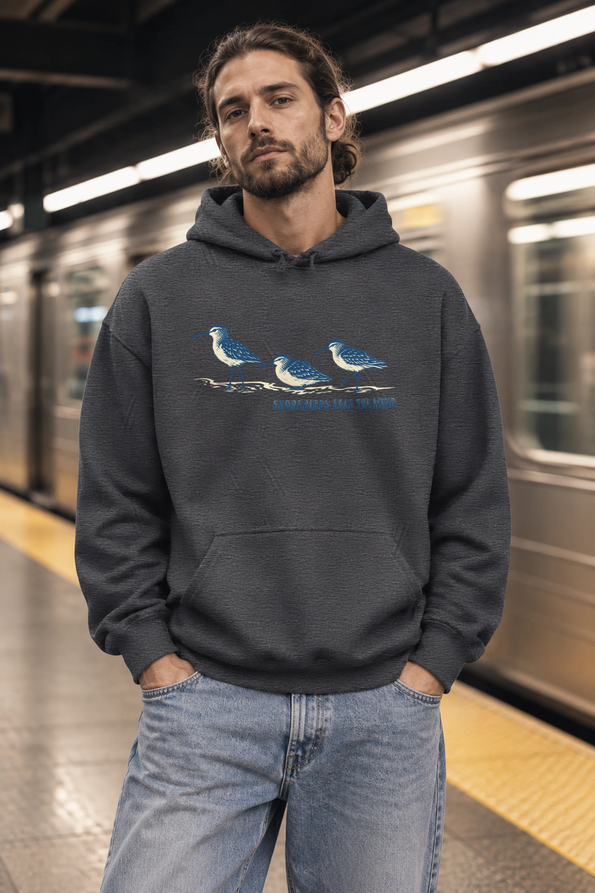 "Shorebirds Face the Wind" Heavy Blend Unisex Pullover Hoodie