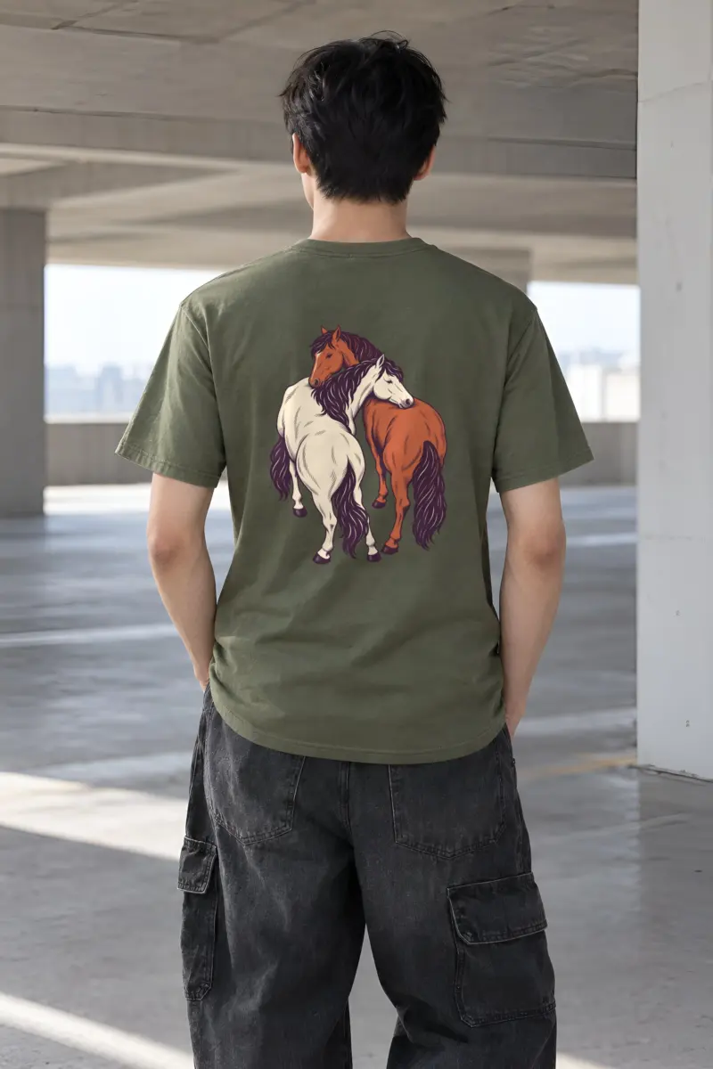 “Shoulder to Shoulder Horses” Heavyweight Unisex Crewneck T-shirt