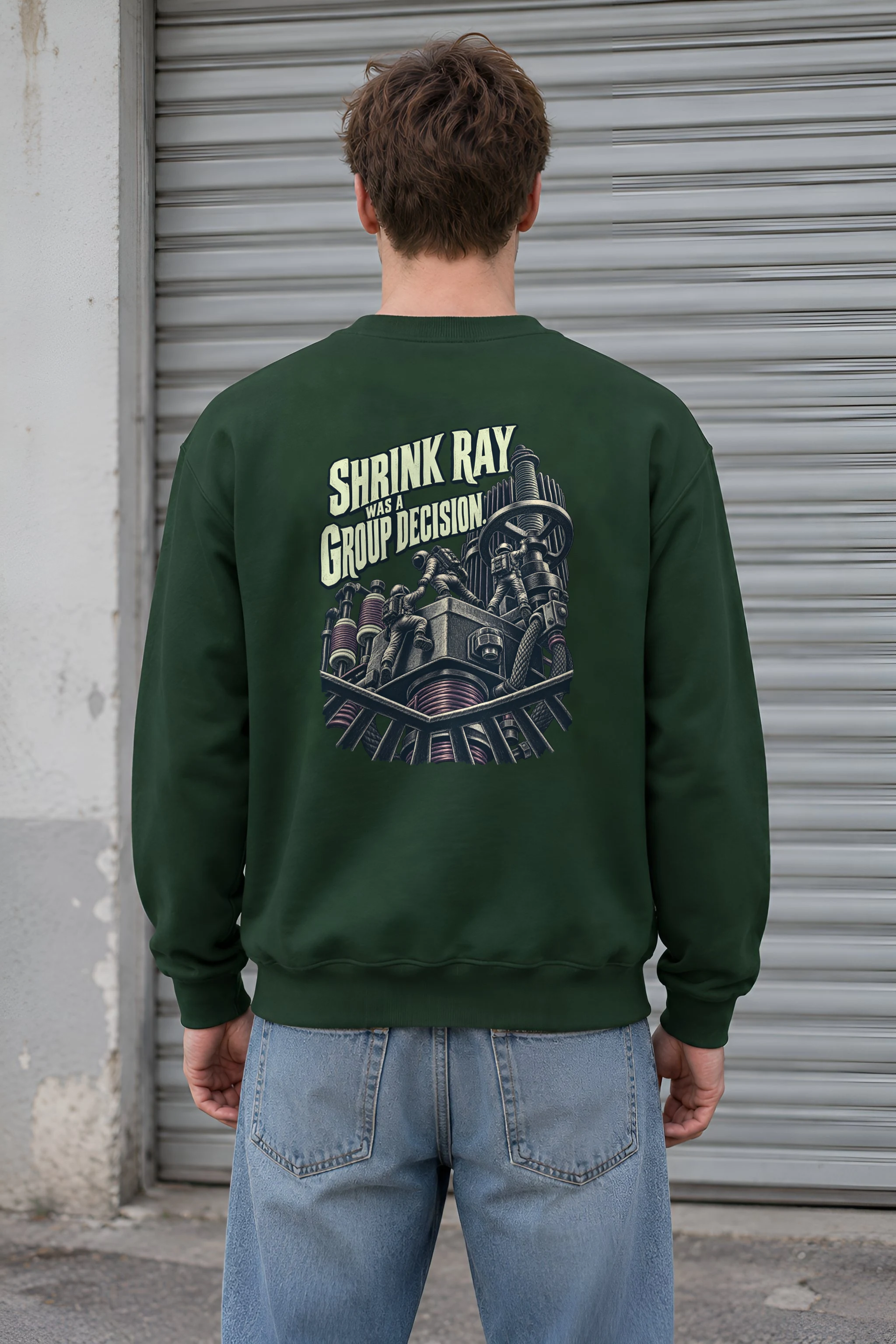"Shrink Ray Group Decision" Heavy Blend Unisex Crewneck Sweatshirt