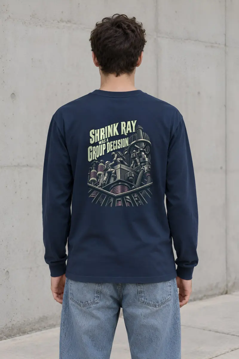 “Shrink Ray Was A Group Decision” Unisex Longsleeve T-shirt