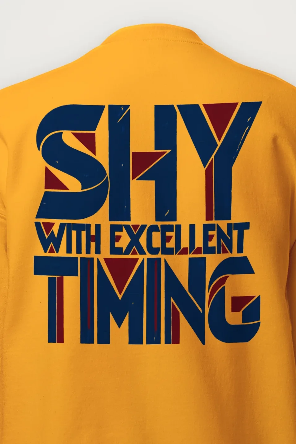 "Shy With Excellent Timing" Heavy Blend Unisex Crewneck Sweatshirt - the graphic up close