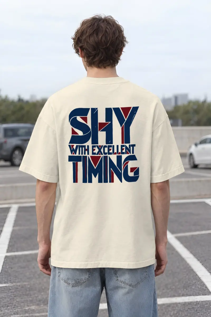"Shy With Excellent Timing" Unisex Oversized Heavyweight Crewneck T-Shirt
