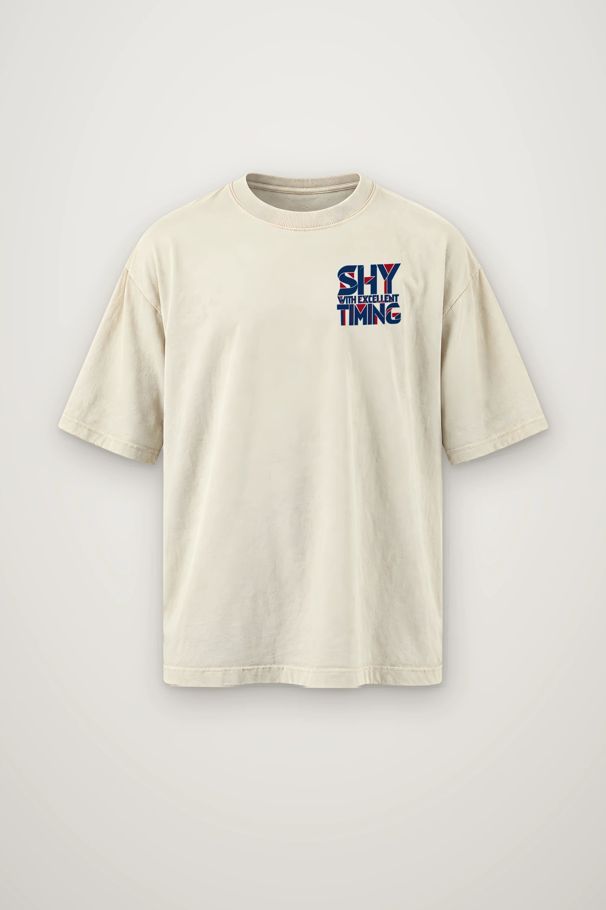 "Shy With Excellent Timing" Men's Oversized Heavyweight Crewneck T-Shirt