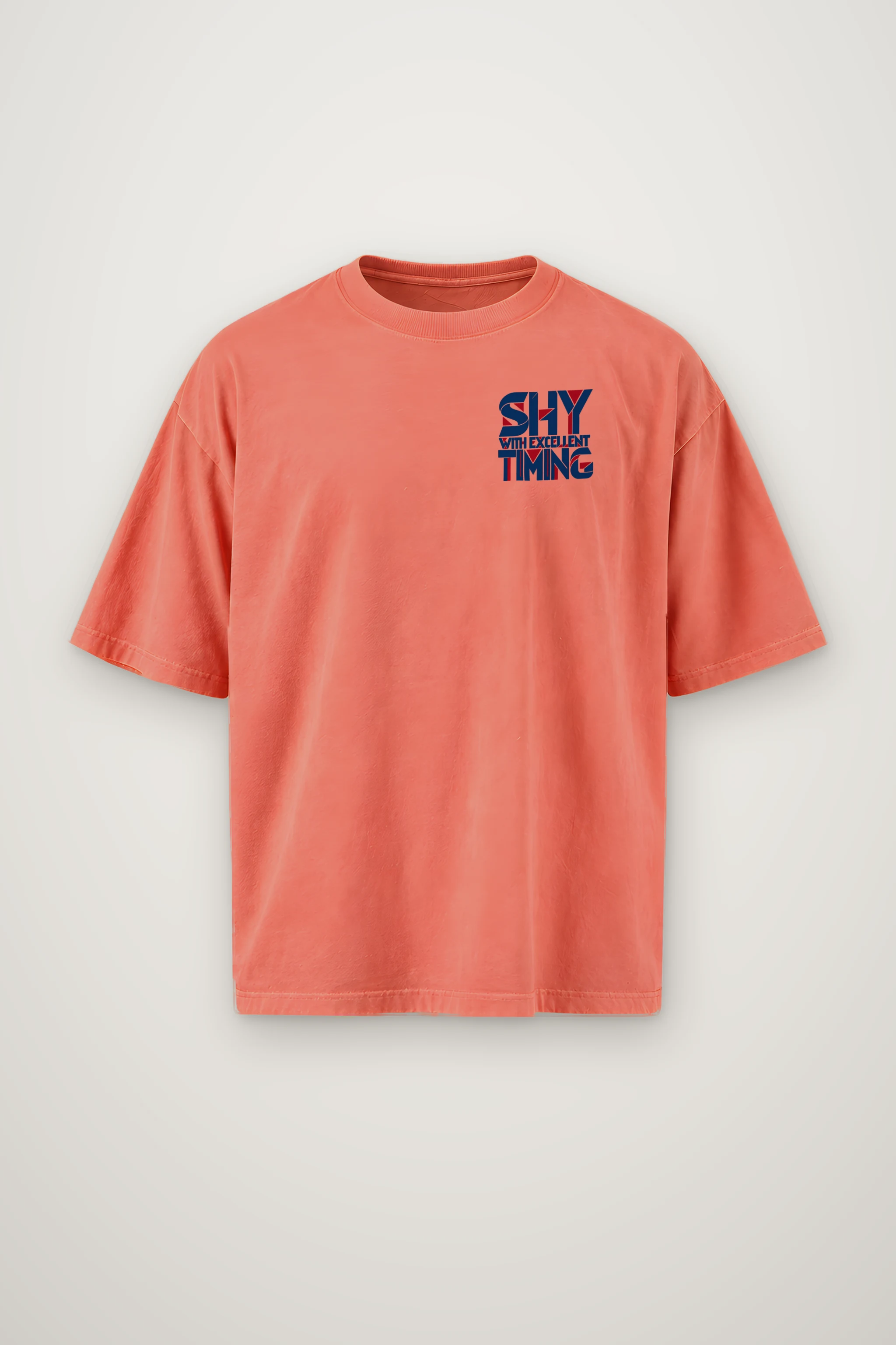 "Shy With Excellent Timing" Men's Oversized Heavyweight Crewneck T-Shirt