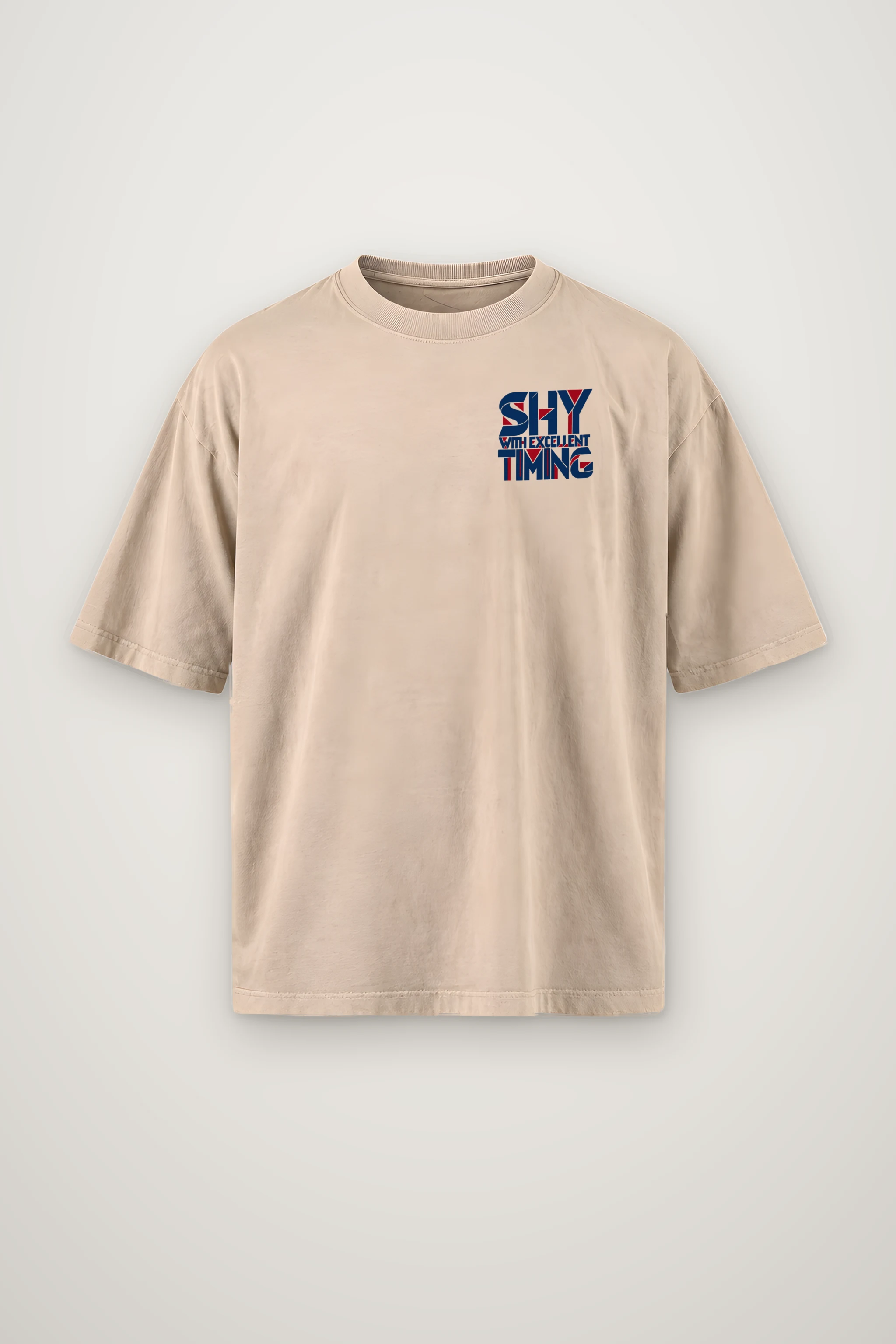 "Shy With Excellent Timing" Men's Oversized Heavyweight Crewneck T-Shirt