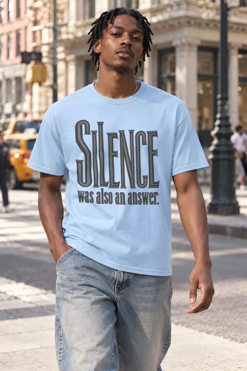 "SILENCE was also an answer." Heavyweight Unisex Crewneck T-shirt