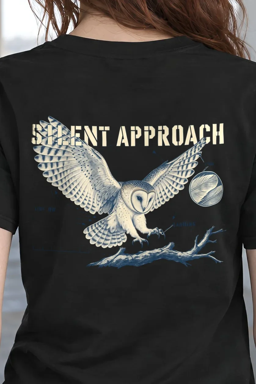 "Silent Approach" Heavyweight Unisex Crewneck T-shirt - the graphic up close